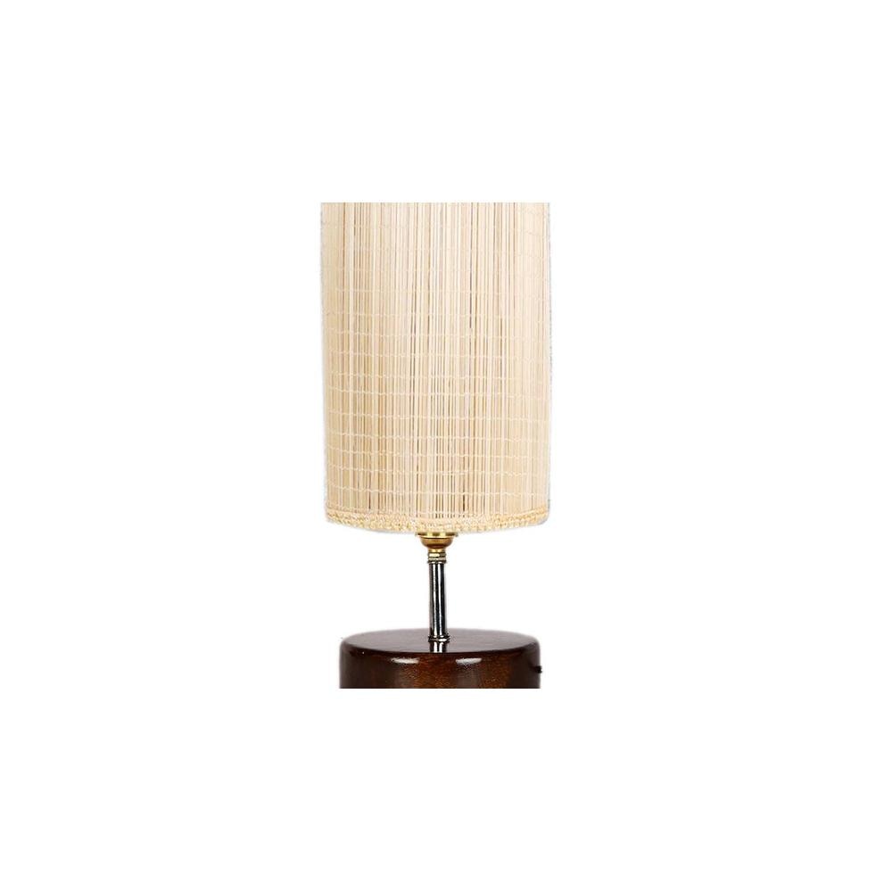 Koko Round Bamboo table lamp with brown wood base