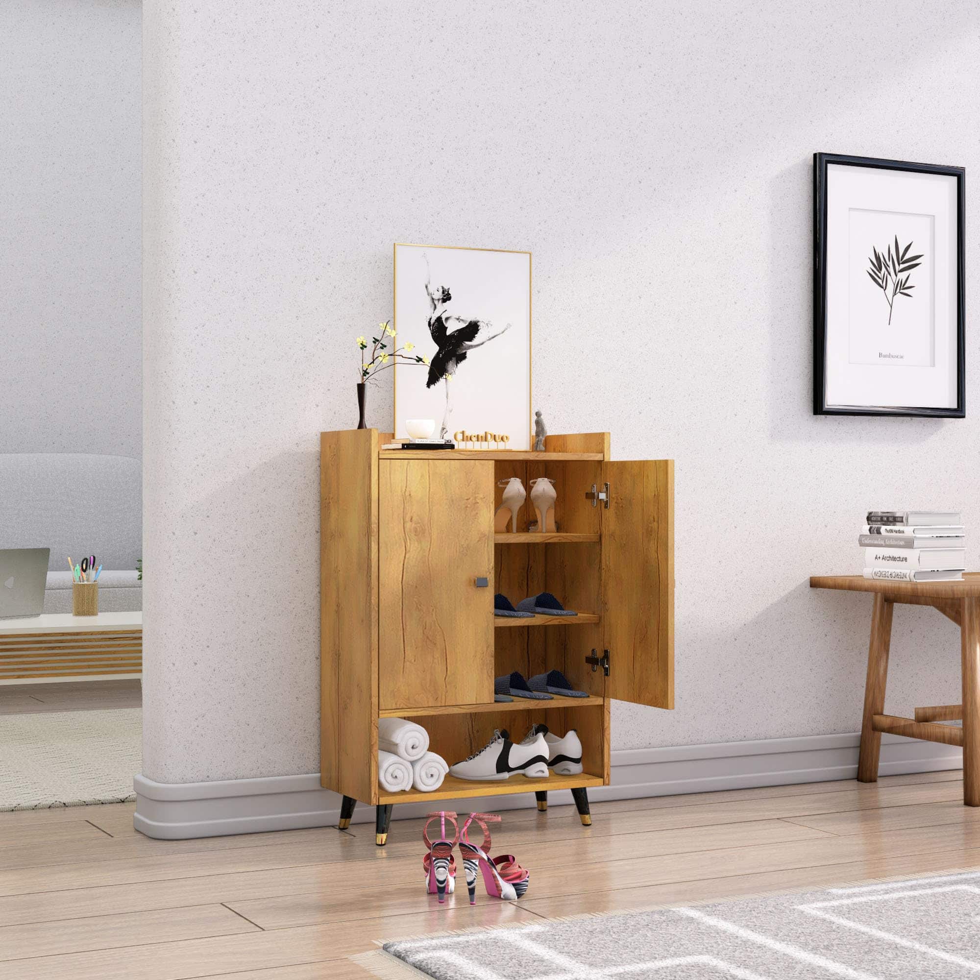 Hexa Red Engineered Wood Shoe Rack in Giant Wood Colour - HexaRed