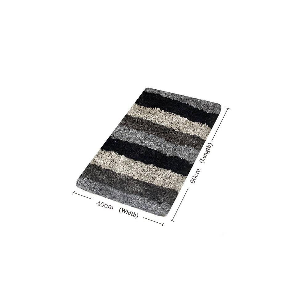 Evangeline Grey Solid Natural Fiber 24x16 inches Anti-Skid Bath Mat