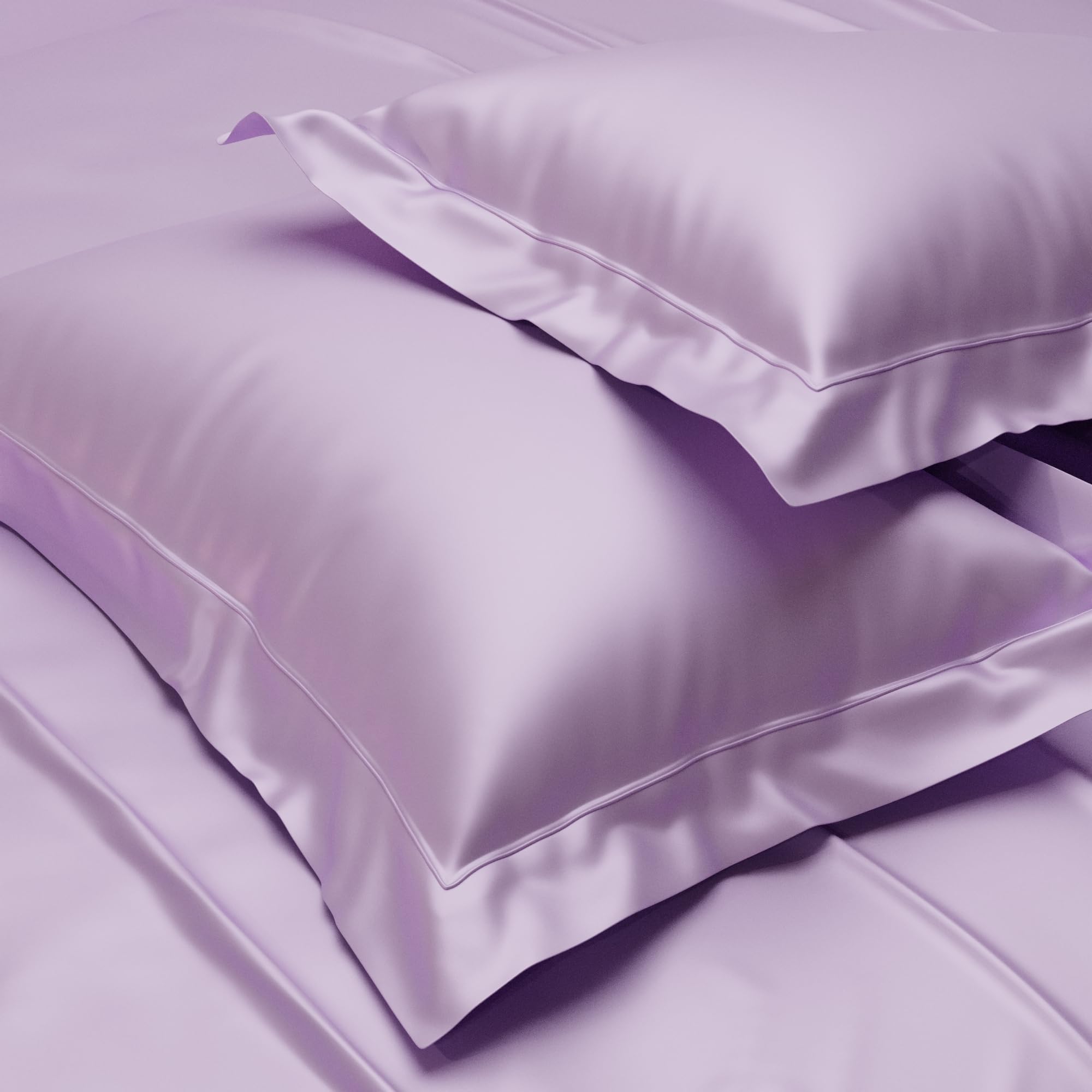 Stoa Paris Satin Pillow Covers,  Premium Plain Pillow Cover Set of 2, 68L x 45W cms - Lilac - Stoa Paris