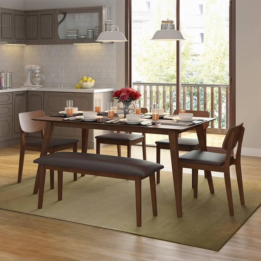 Lawson Solid Wood 6 Seater Dining Table In Walnut Finish