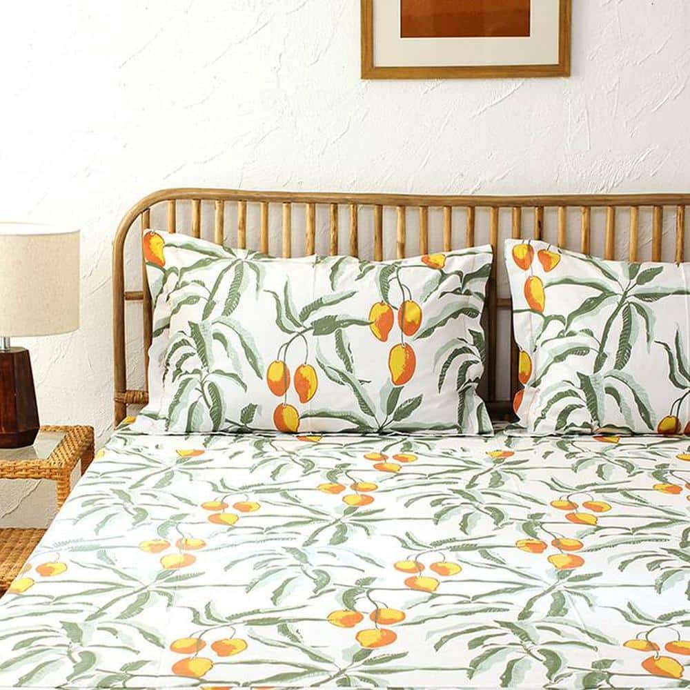 Nevaeh Multicolor Abstract 180 TC Fabric Double Size Bedsheet With count of 2 Pillow Covers