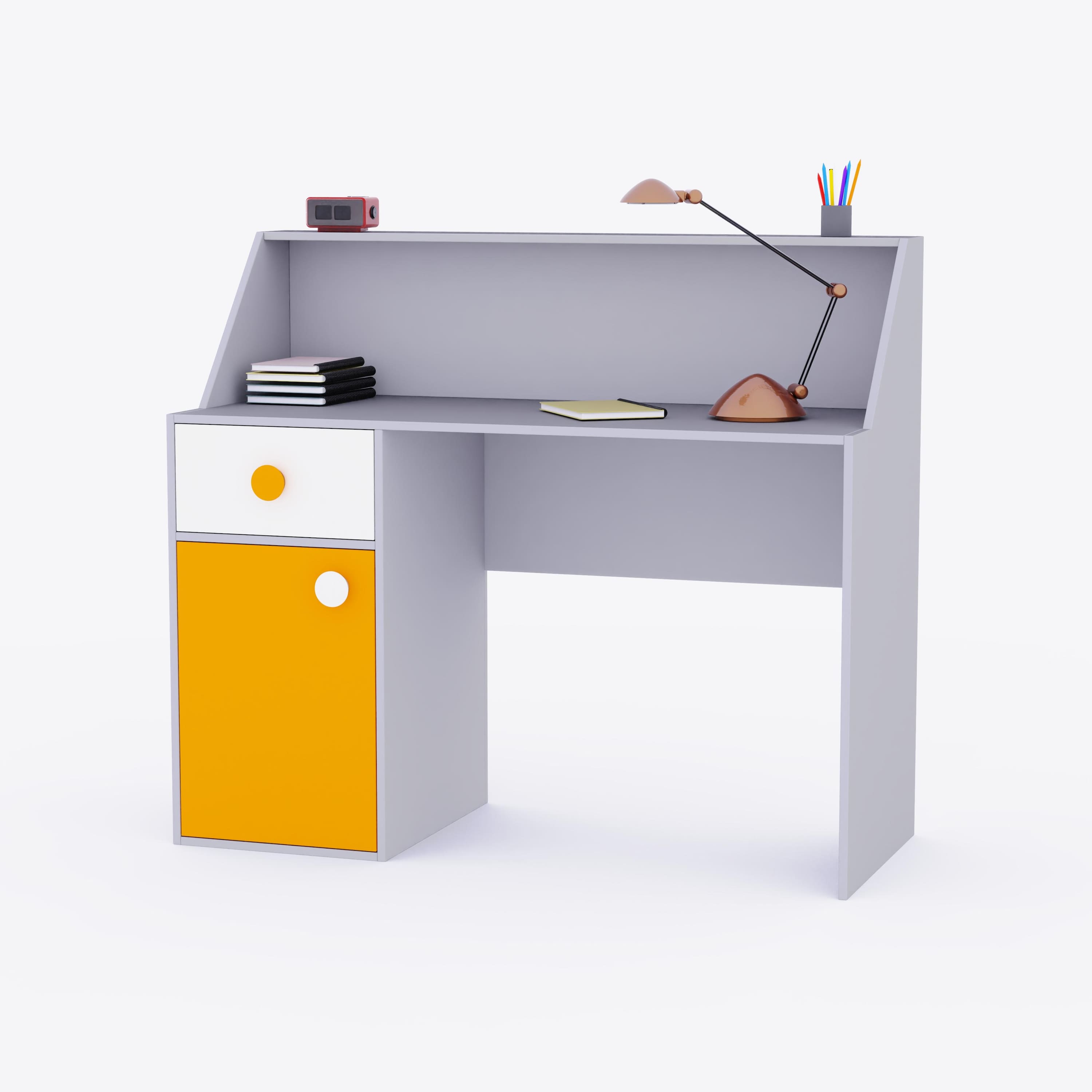 Elementary Study Table In Silver Grey Colour