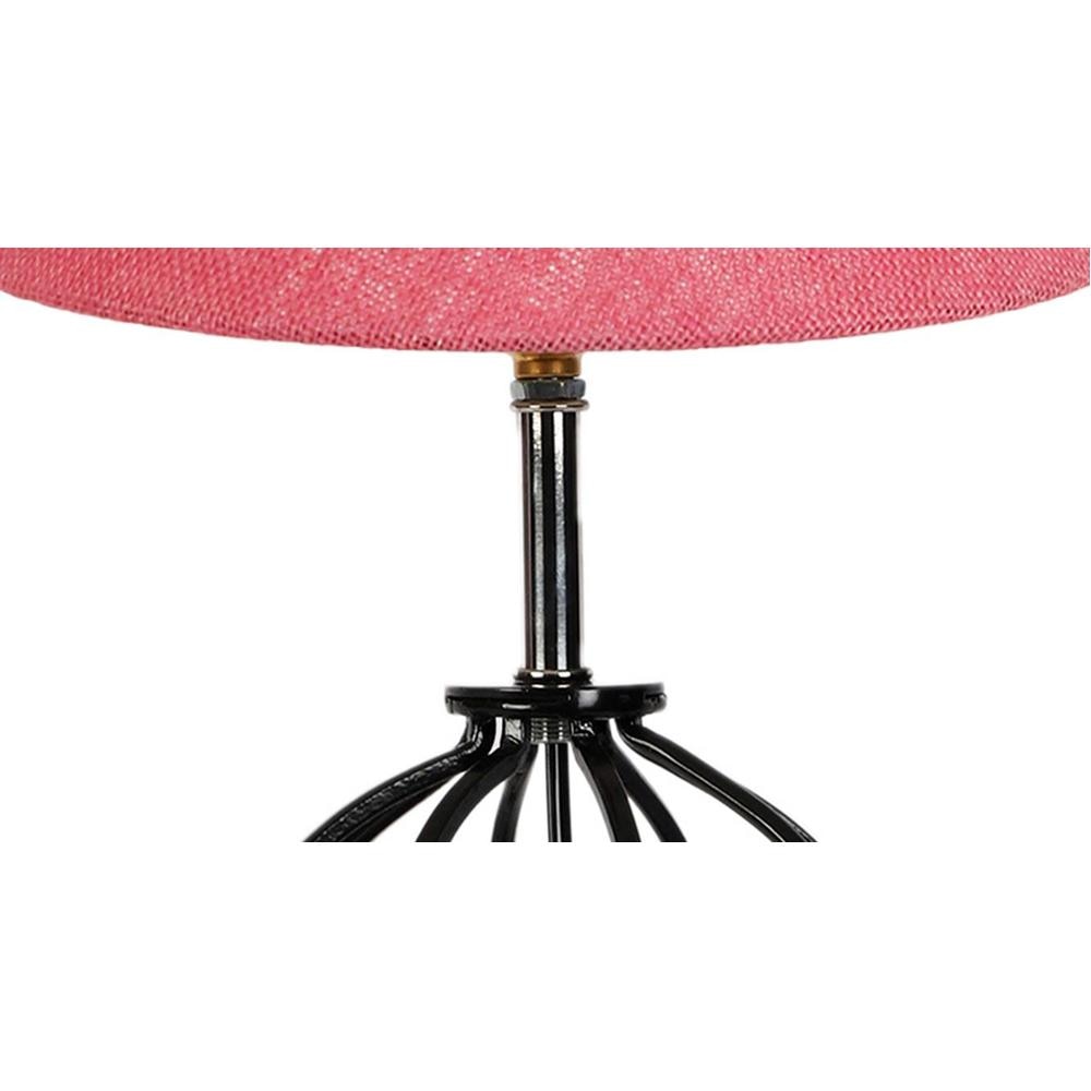 Oaklynn Pink Jute Table lamp with Wood & Iron Base