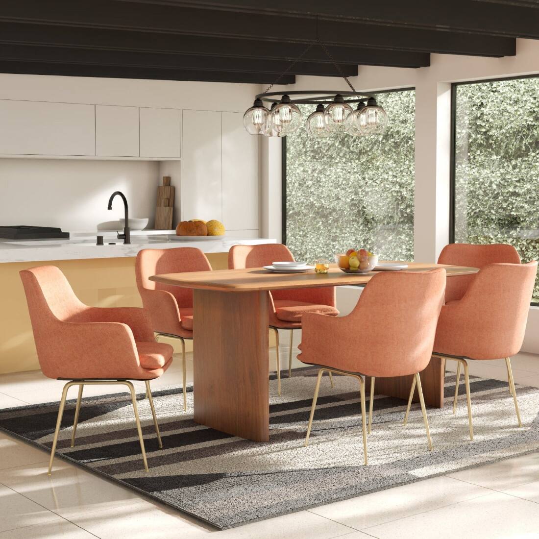 Archi Stainless Steel Dining Chair with Armrest in Gold Finish - Orange Tree