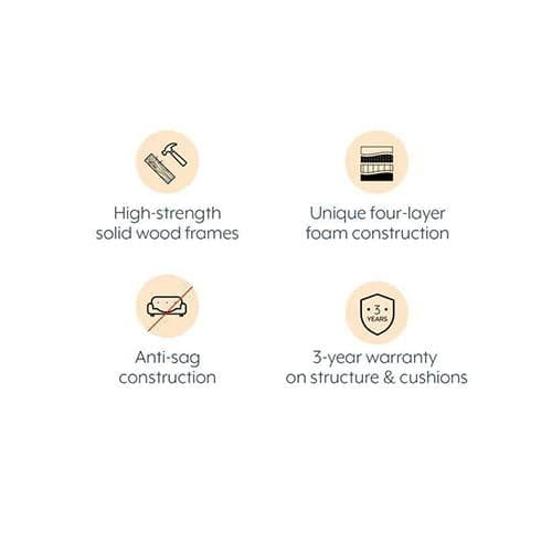 Verona Essential 3 Seater Fabric Sofa in Pearl Colour