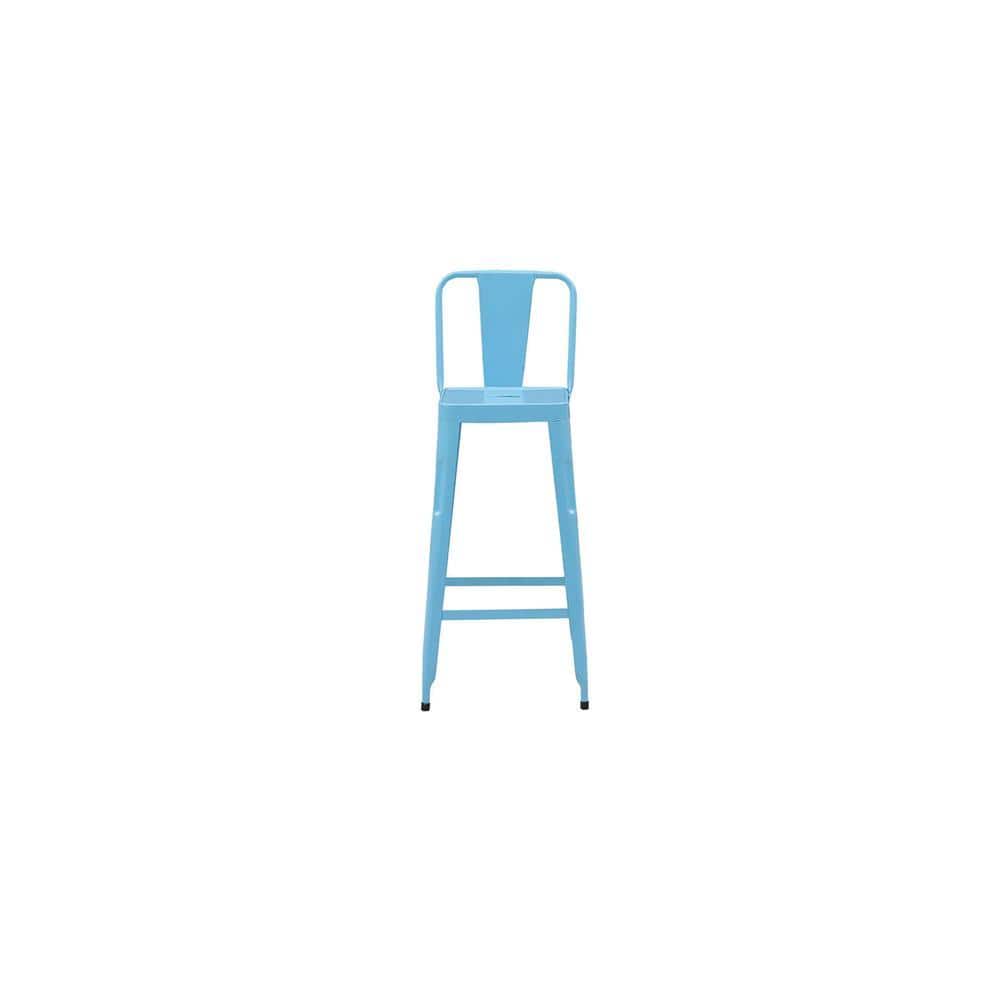 Adley Metal Bar Chair in Glossy Finish-blue