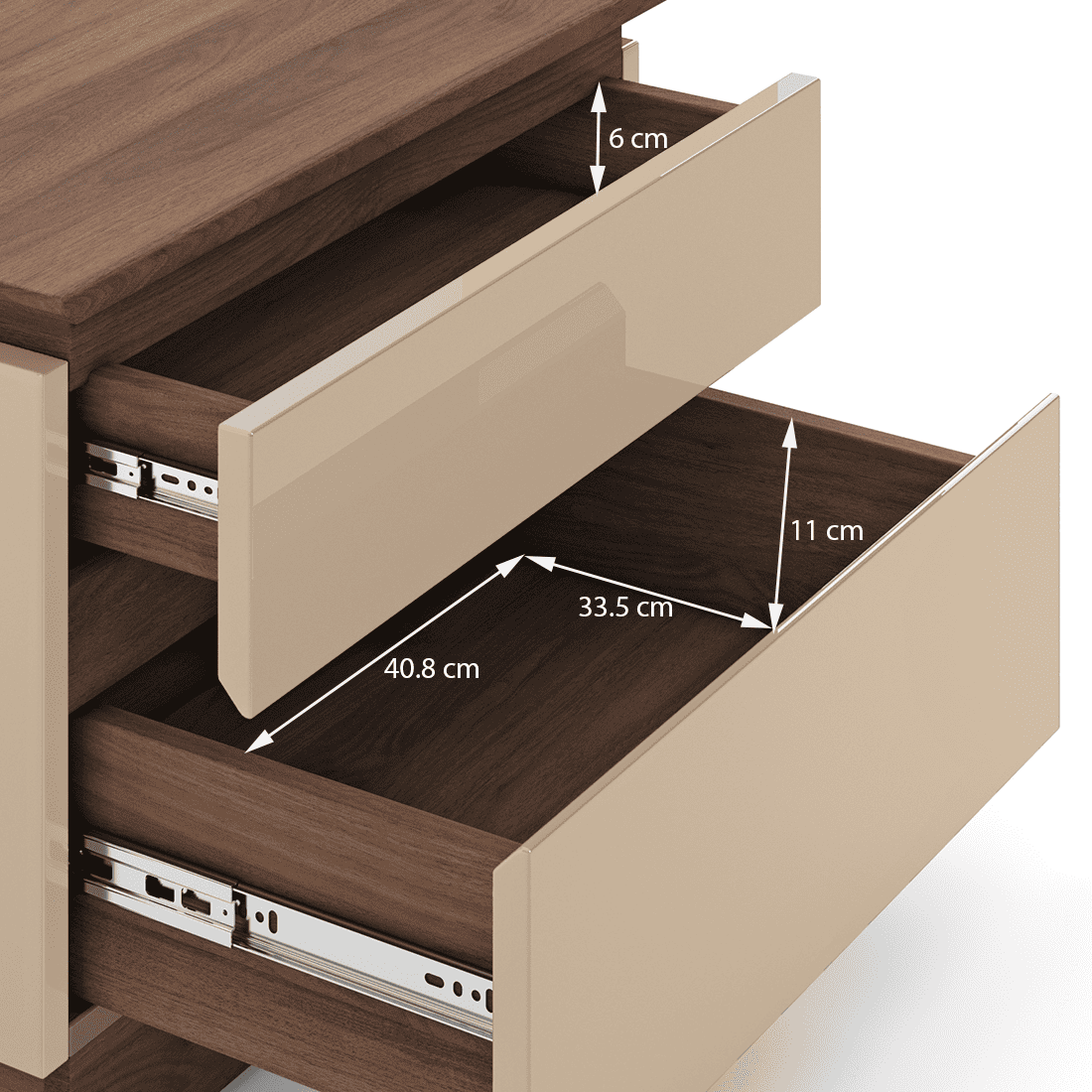Sydney Bedside Table in Beige High Gloss Finish