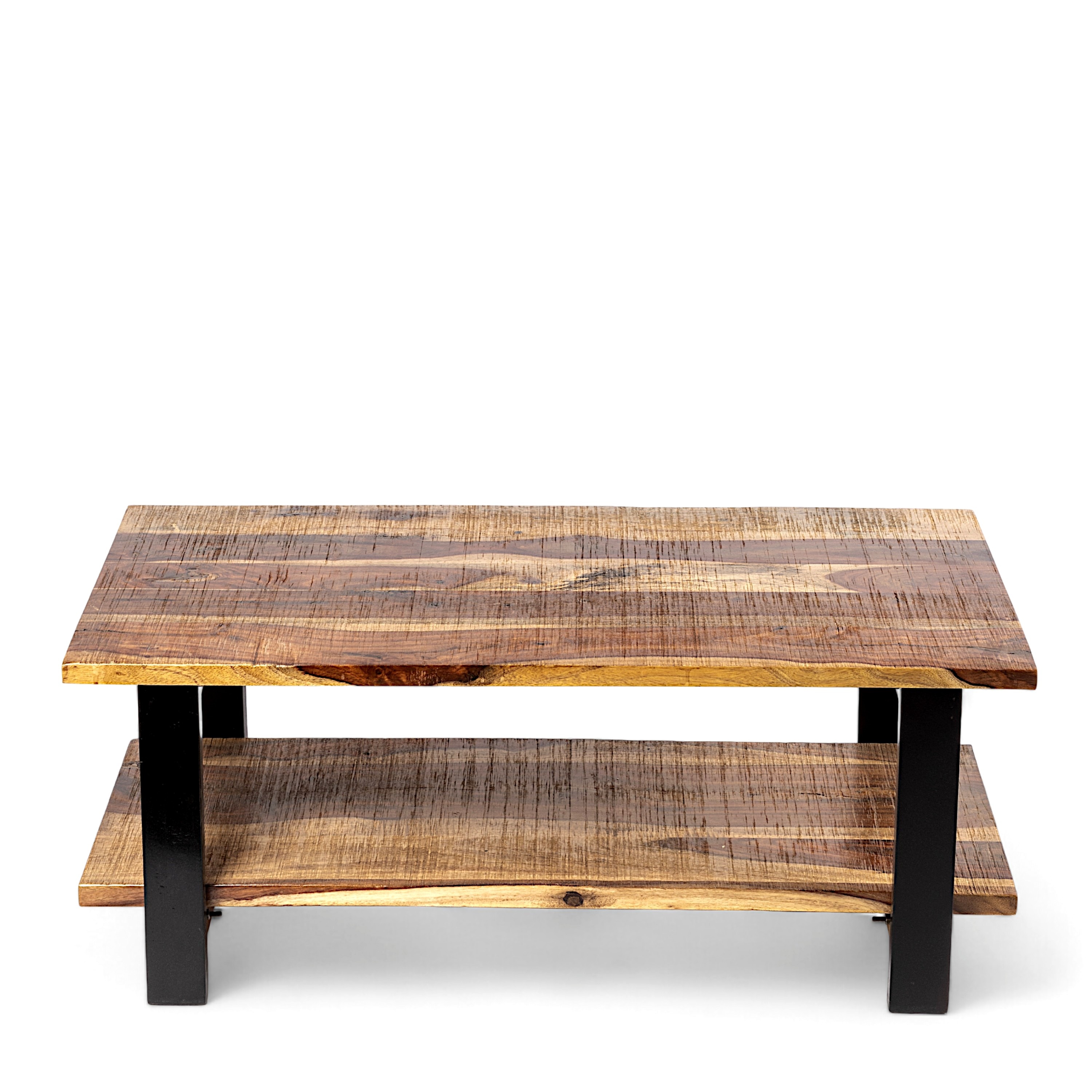 Aroda Sheesham Wood Coffee Table In Natural Rustic Wood Finish