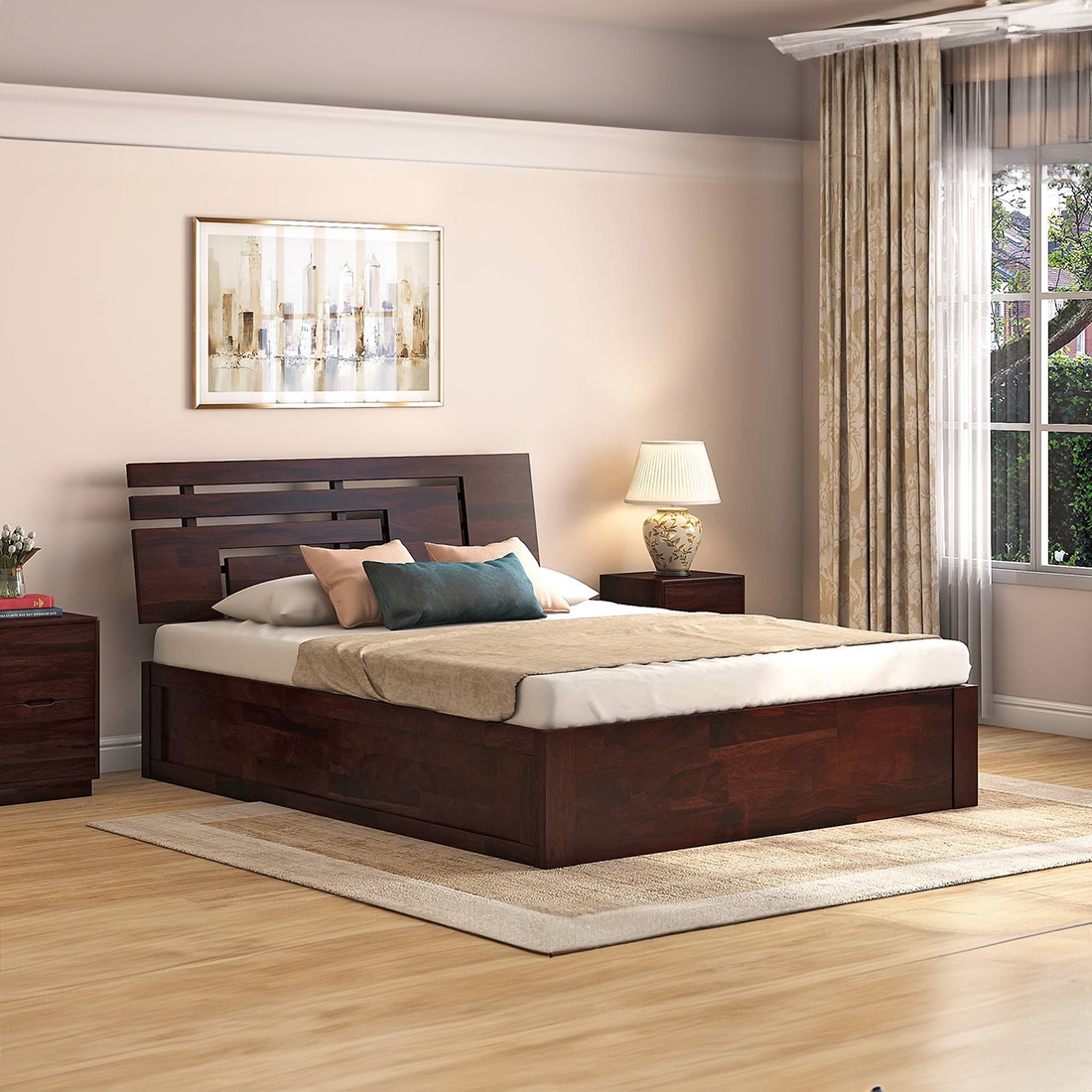 Stockholm Storage King Size Bed (Solid Wood)