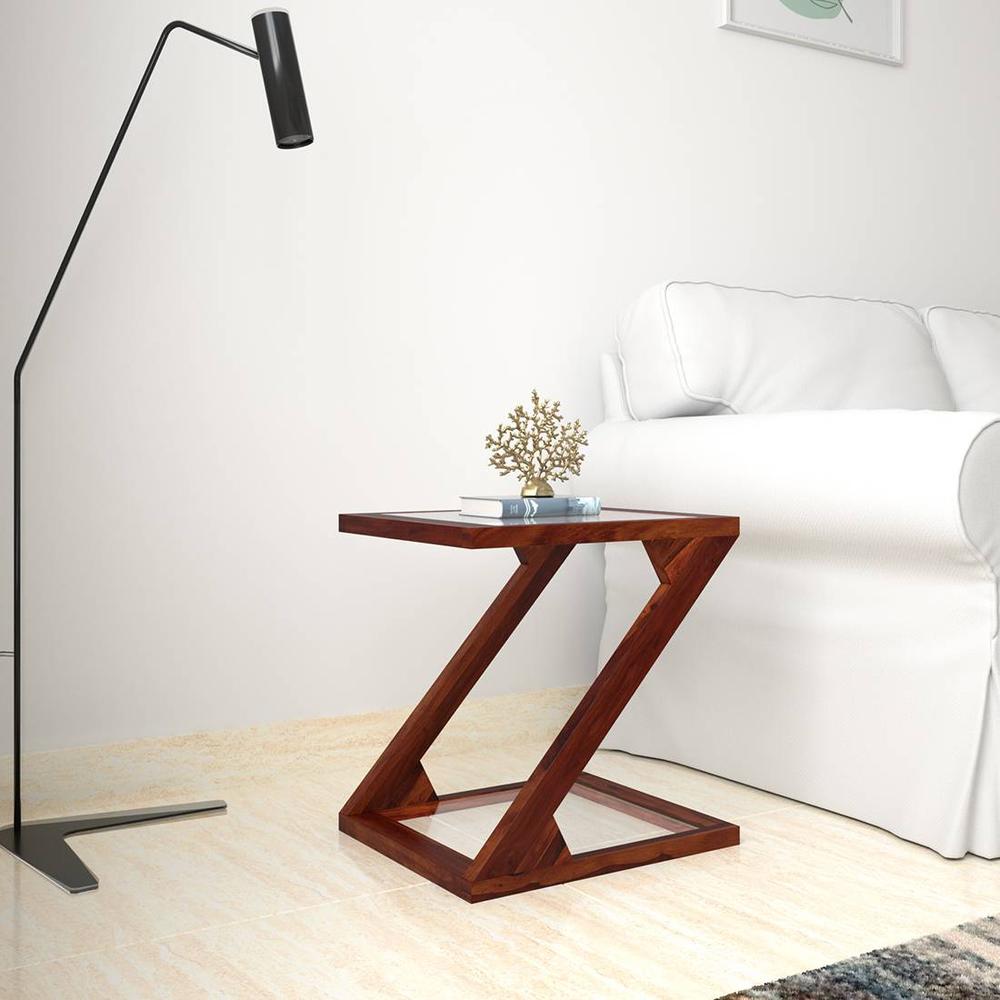 Zanotti Solid Wood Side Table in  Natural Finish