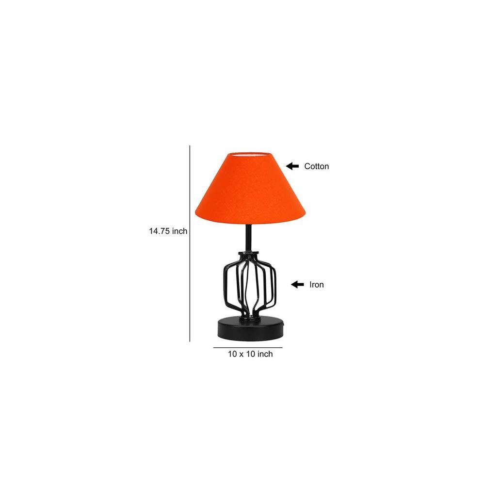 Raelyn Orange cotton Table lamp with Iron Base