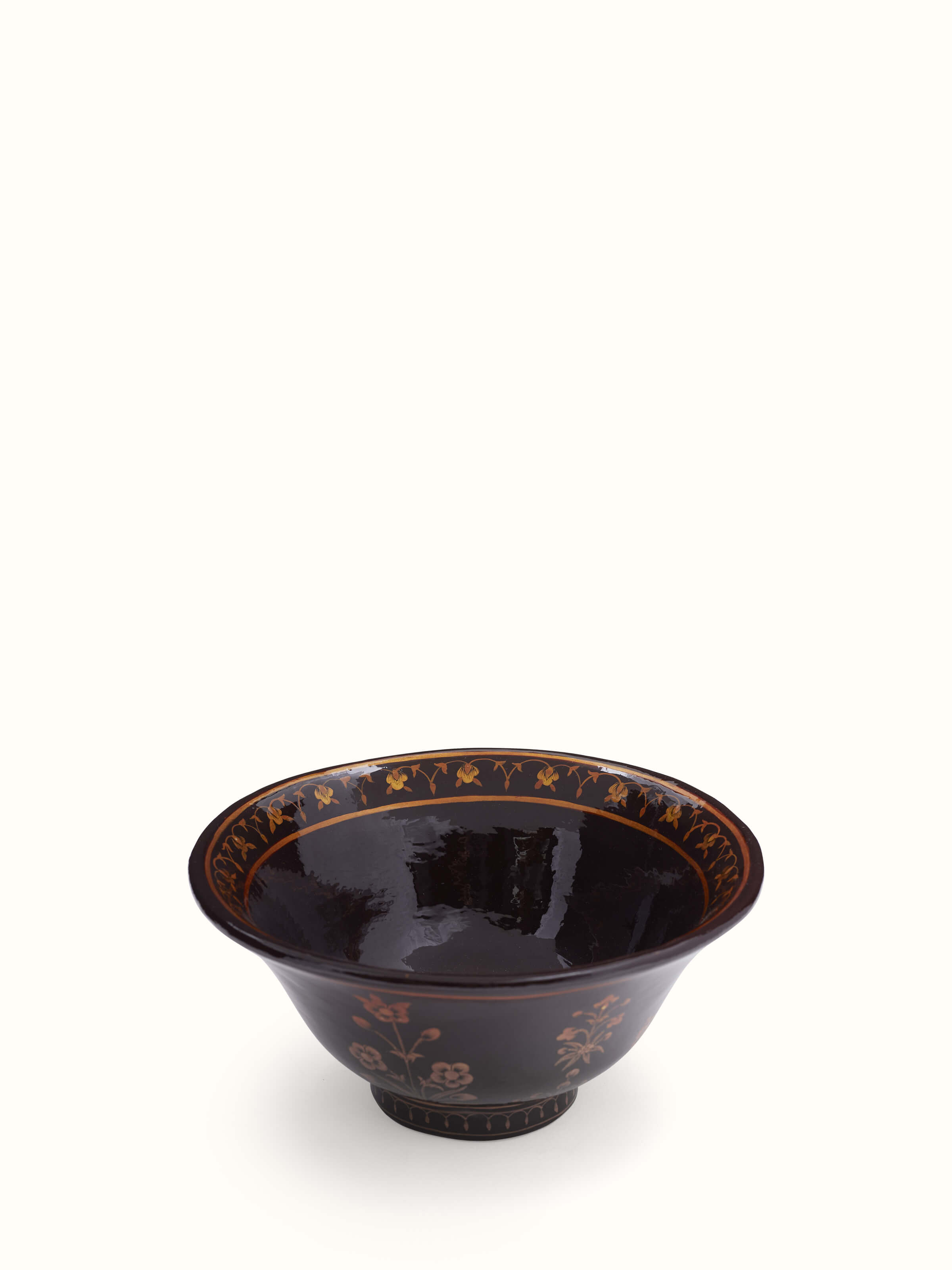 Artistic view of Black papier mache paper pulp bowl