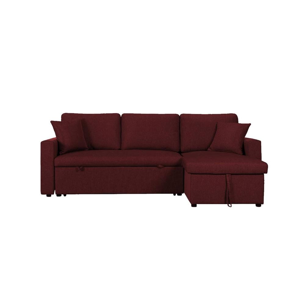 Doozy 3 Sofa cum Bed with Storage in Maroon Colour