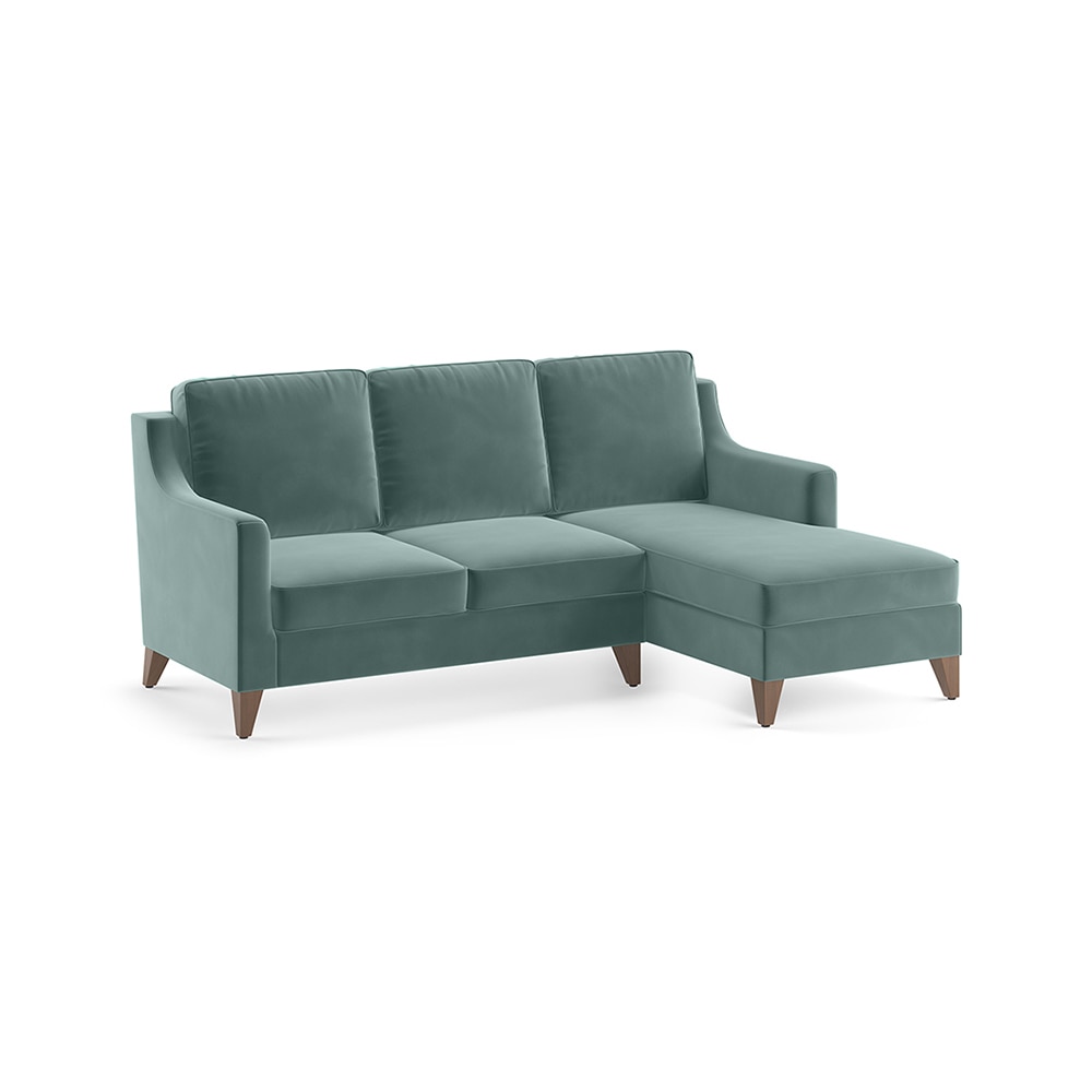 Abbey Sectional Sofa (Colour : Dusty Turquoise Velvet, Cushion : Soft, Seater : Right Aligned 2 Seater + Right Aligned Chaise)