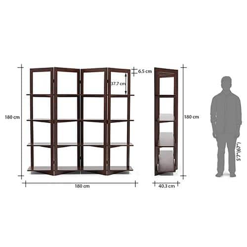 Andreas Solid Wood Bookshelf in Dark Walnut Finish