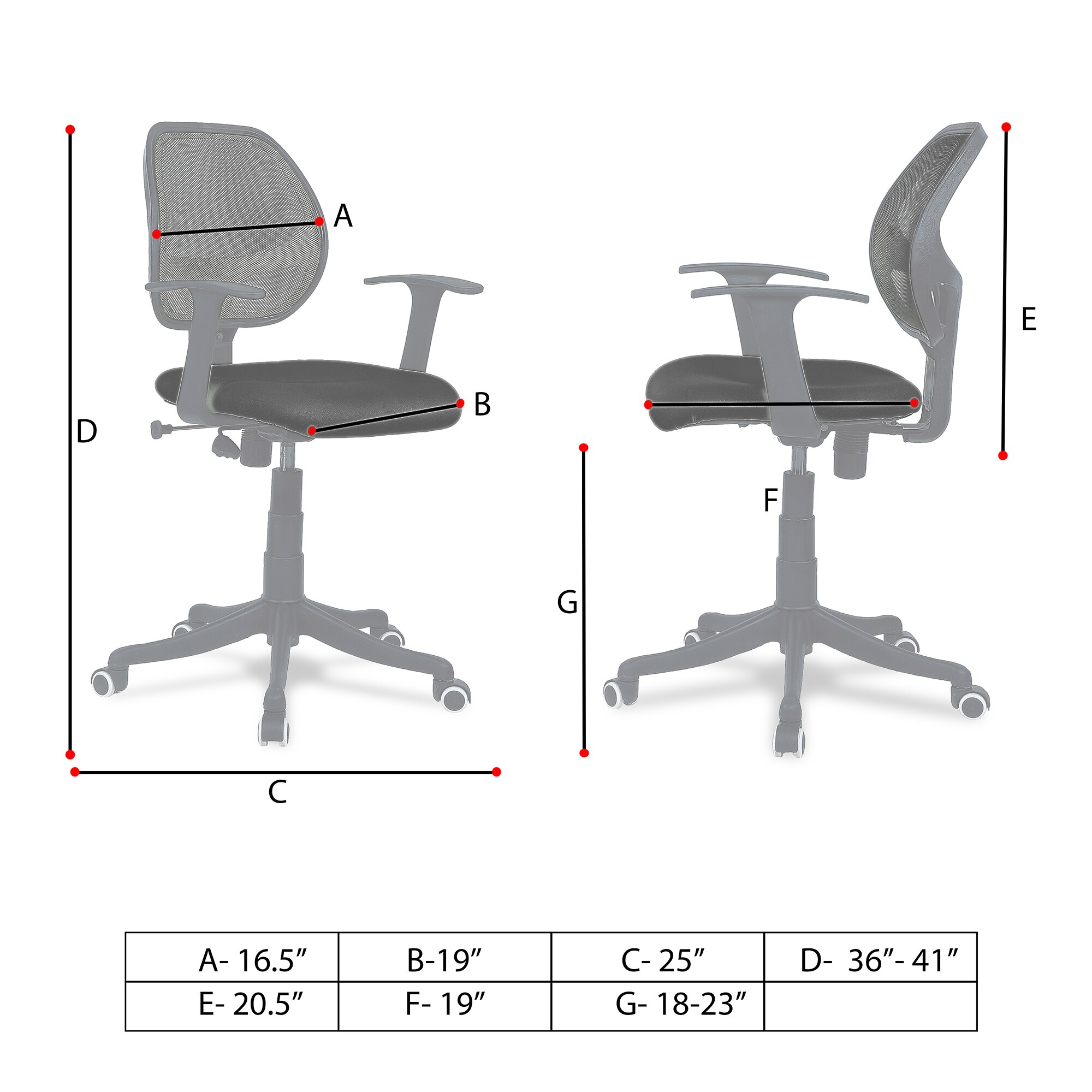 Jaazza Low Back Ergonomic Chair in Black Colour