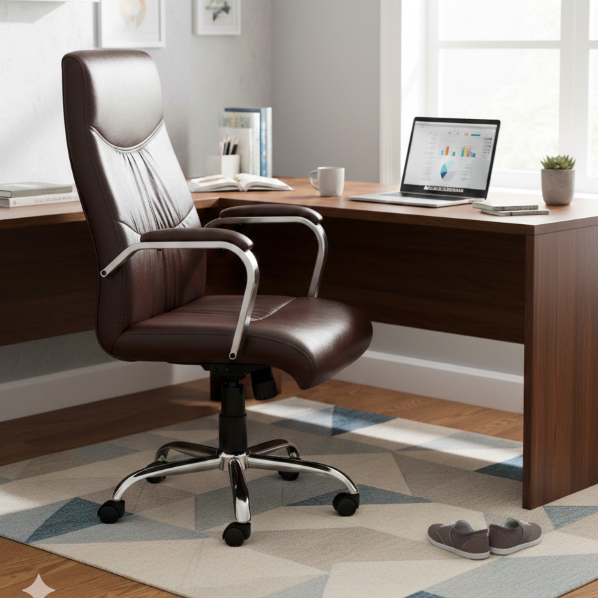 Shark High Back Executive Office In Brown Colour