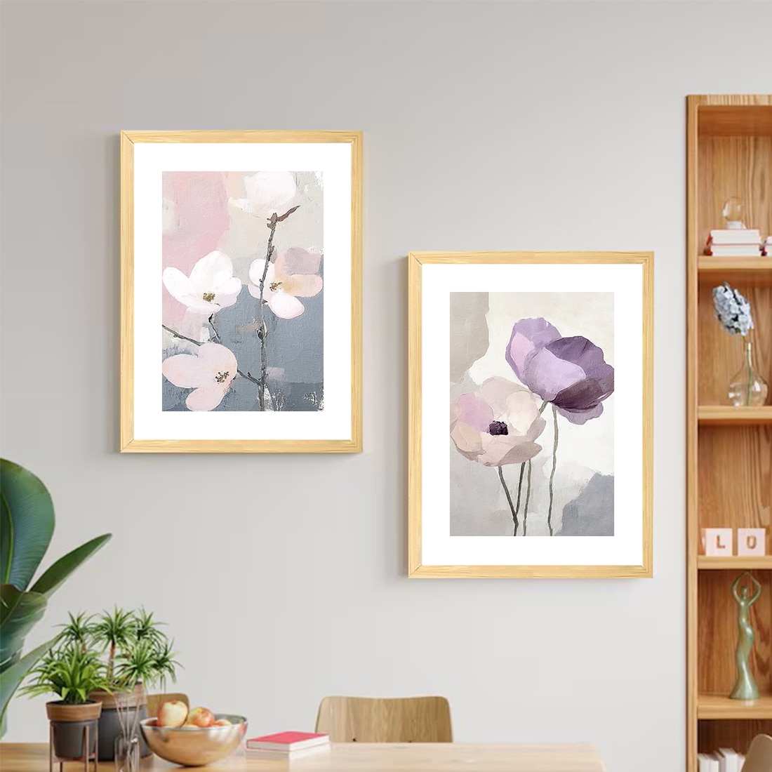 Magnolia Flower Set of 2 Framed Posters Bohemian Wall Art 45x60 cm - Art Street
