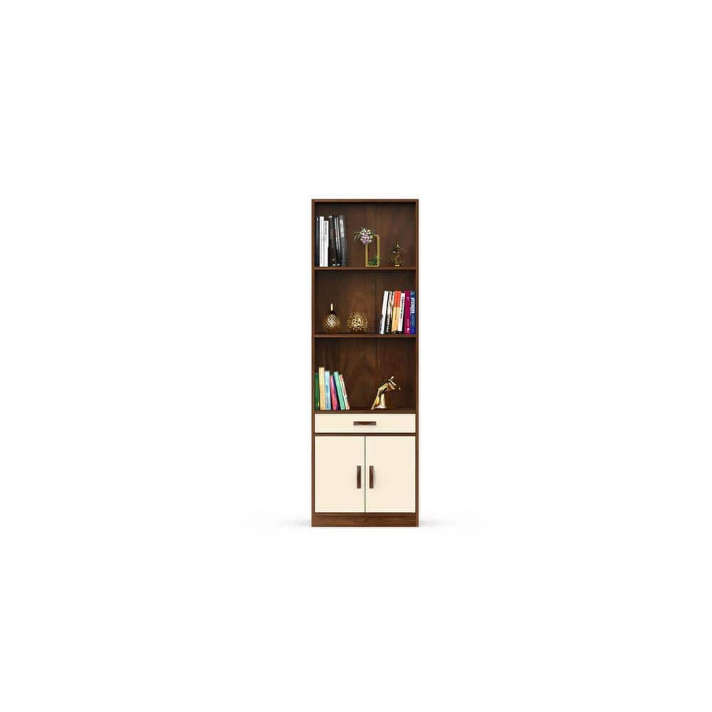 Seonn Engineered Wood Bookshelf wth Drawer and 2 Doors in Maple & Beige