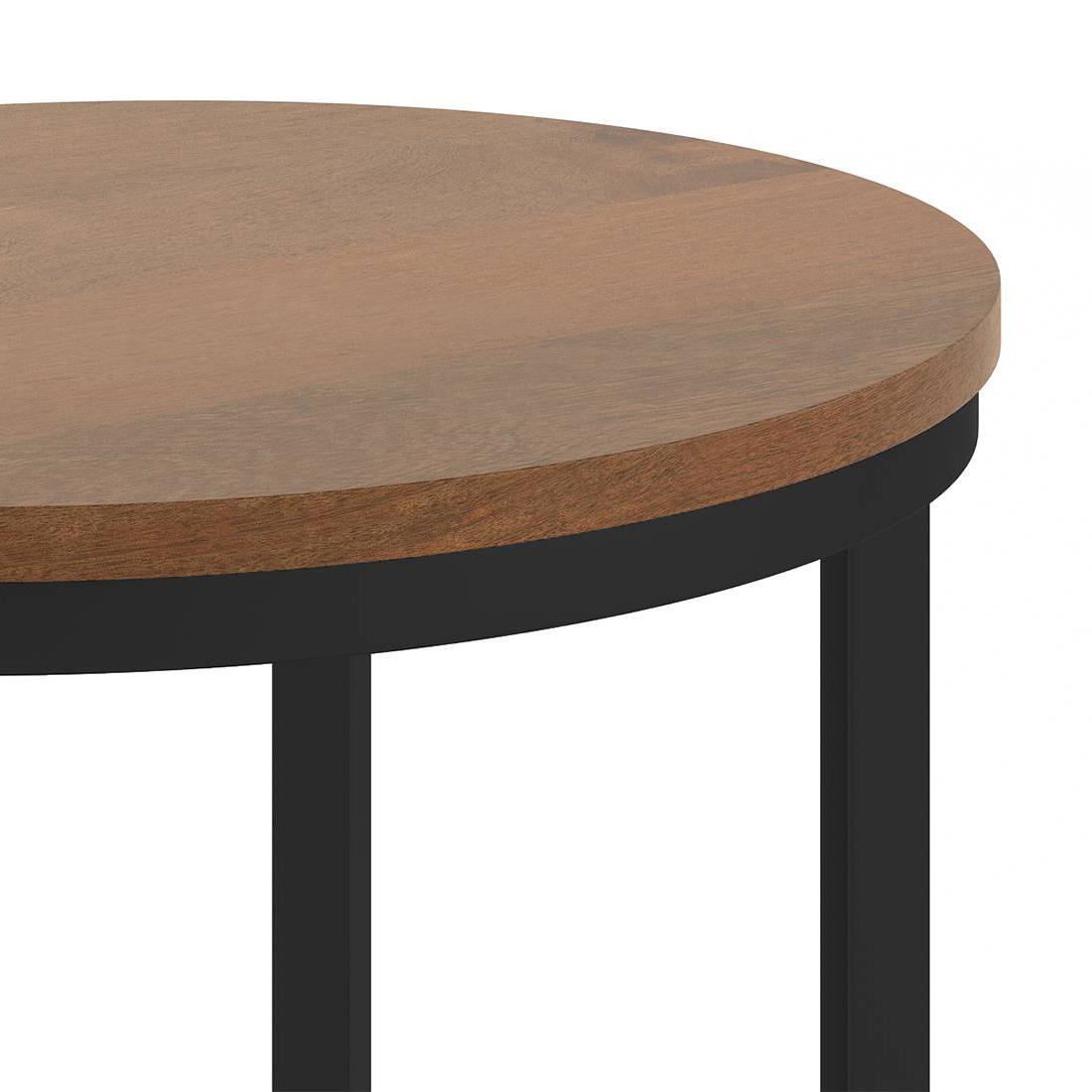 Delphine Solid Wood Side Table in Amber Walnut Finish