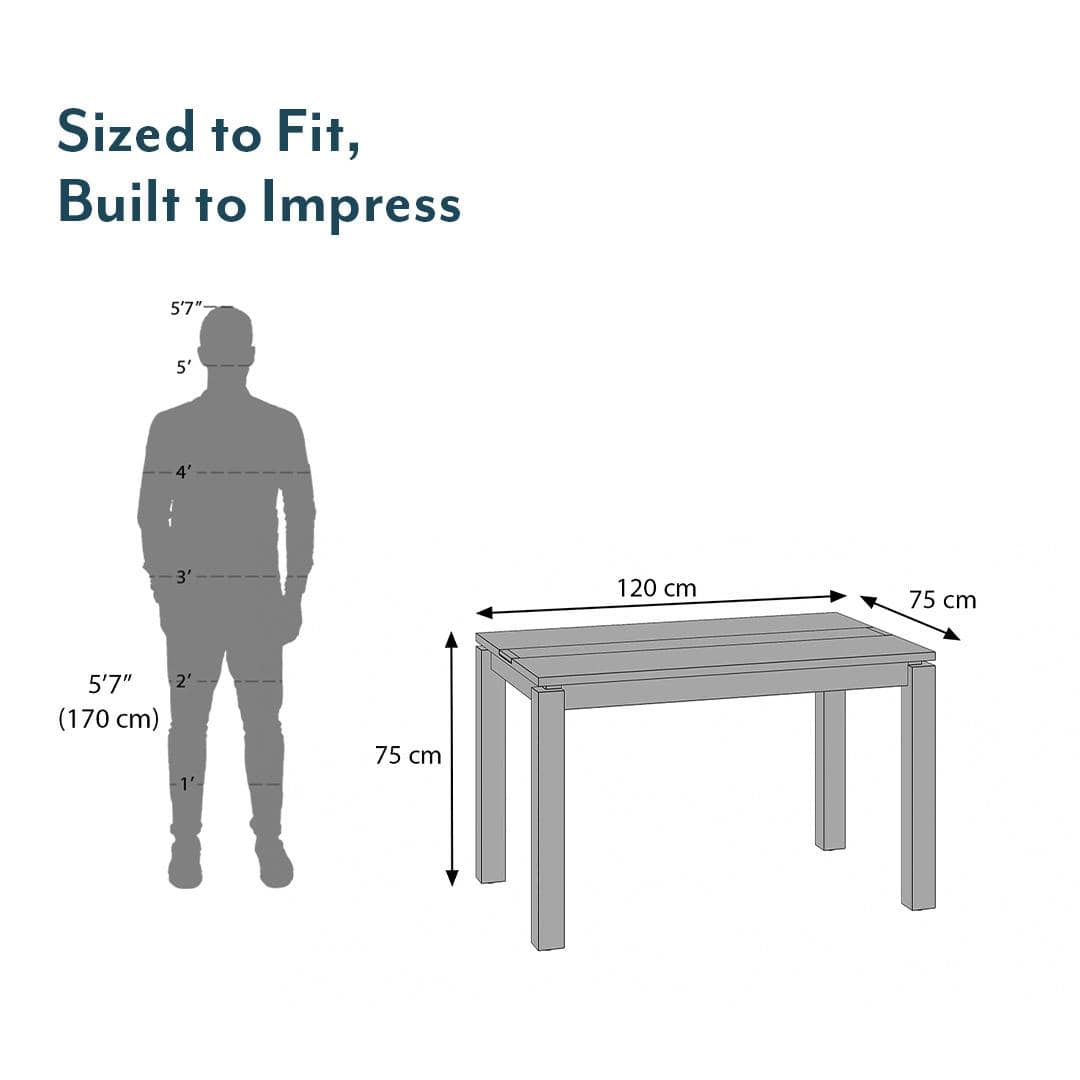 Atlas Crest Storage Solid Wood 6 Seater Dining Table In Danish Walnut Finish