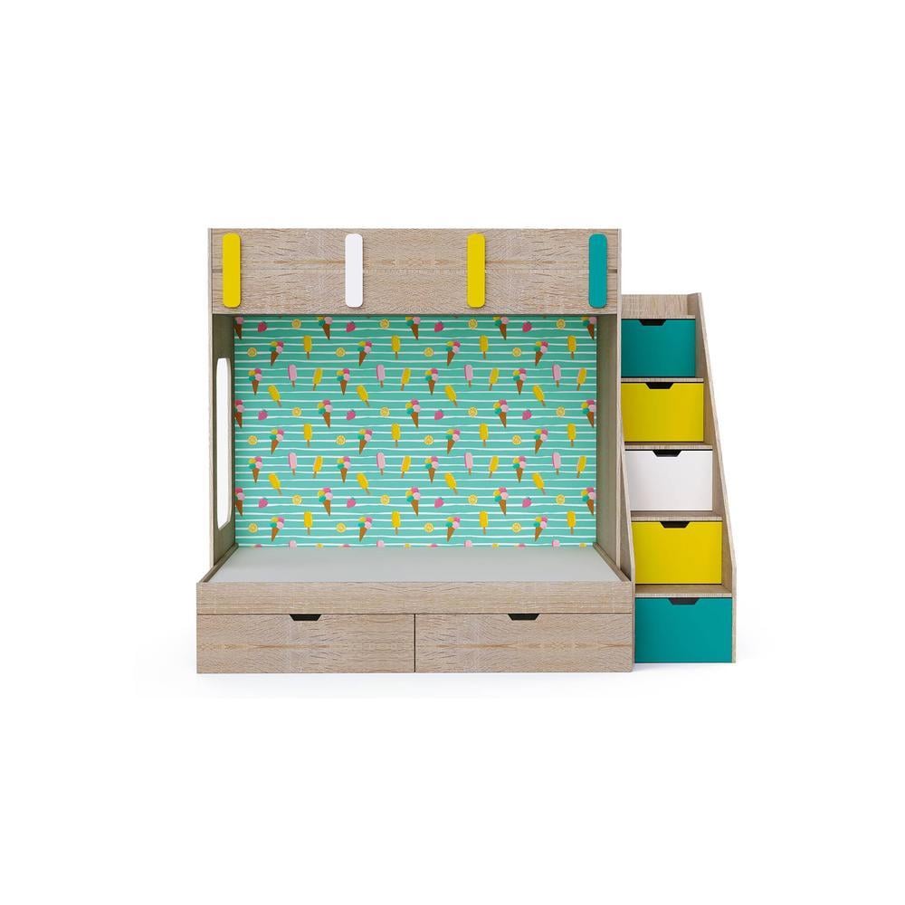 Pattern Dreams Bunk Bed with Storage in Oak Colour BKBB014