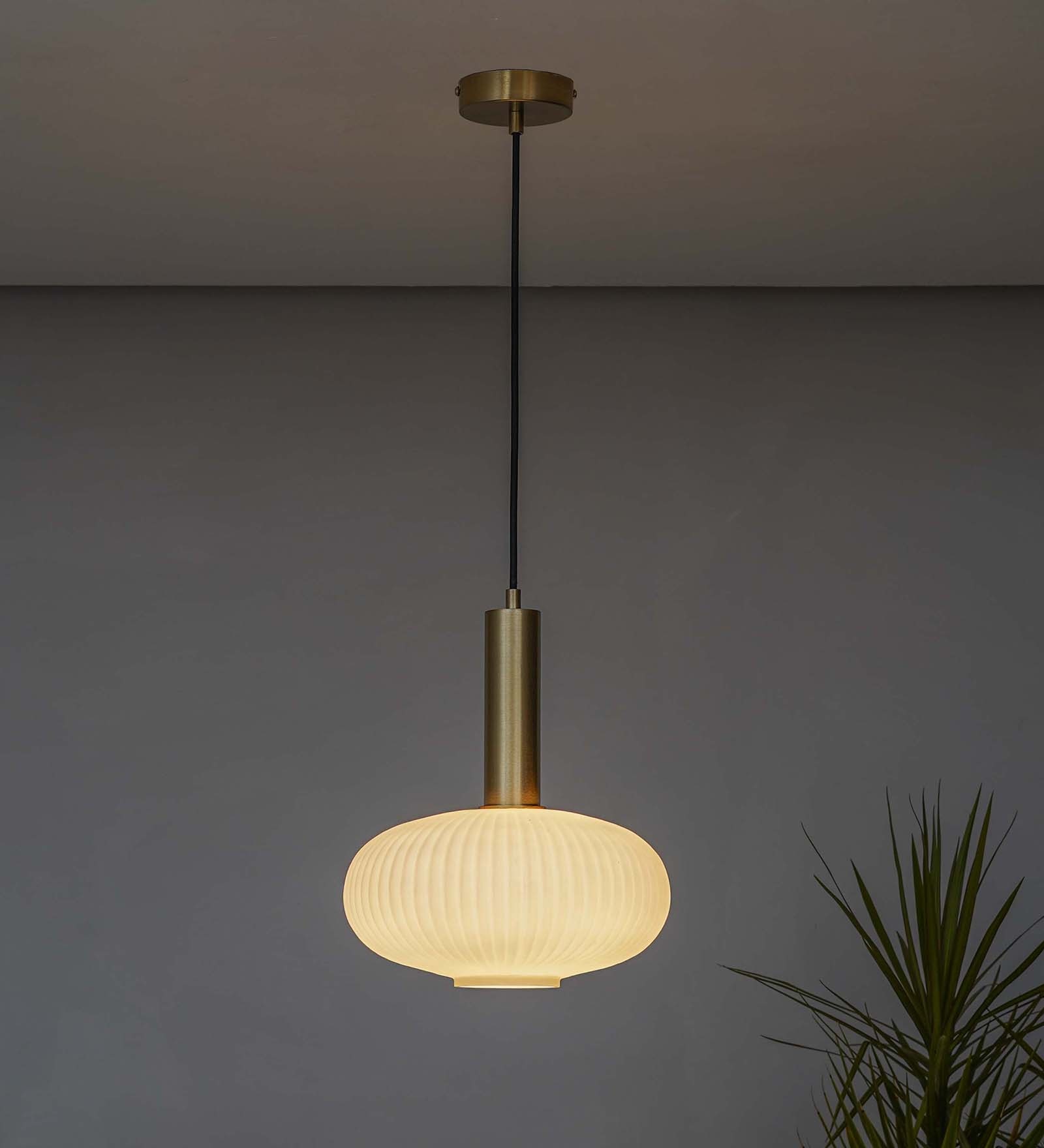 Maloto Frosted White Luster And Brass Hanging Light