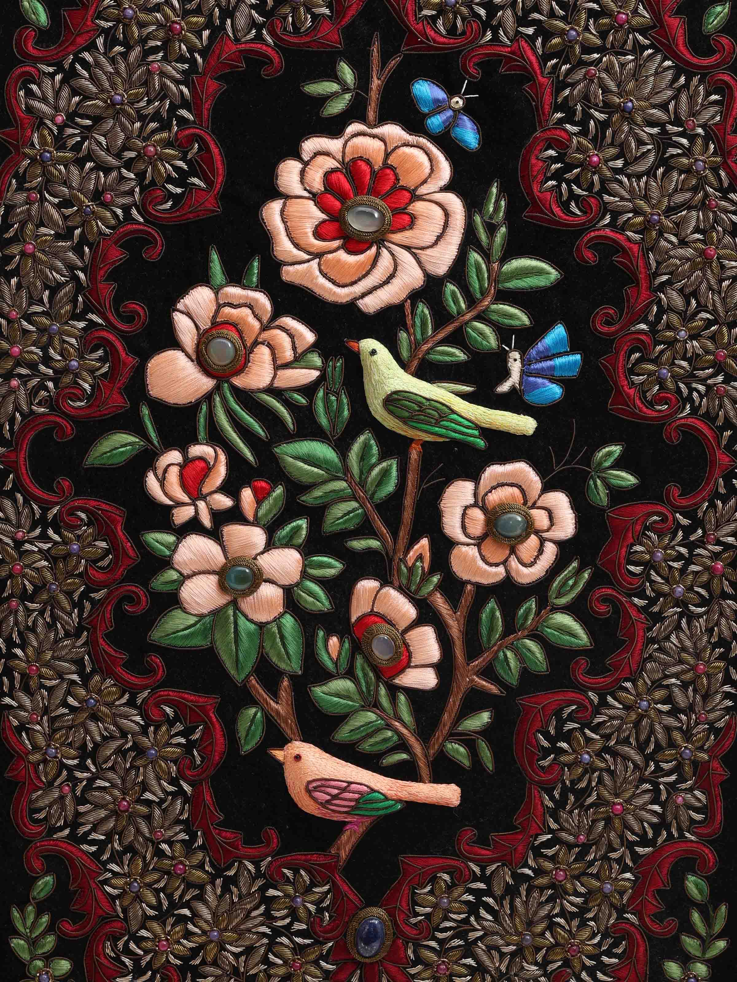 Blue Blossom Zardozi Wall Hanging