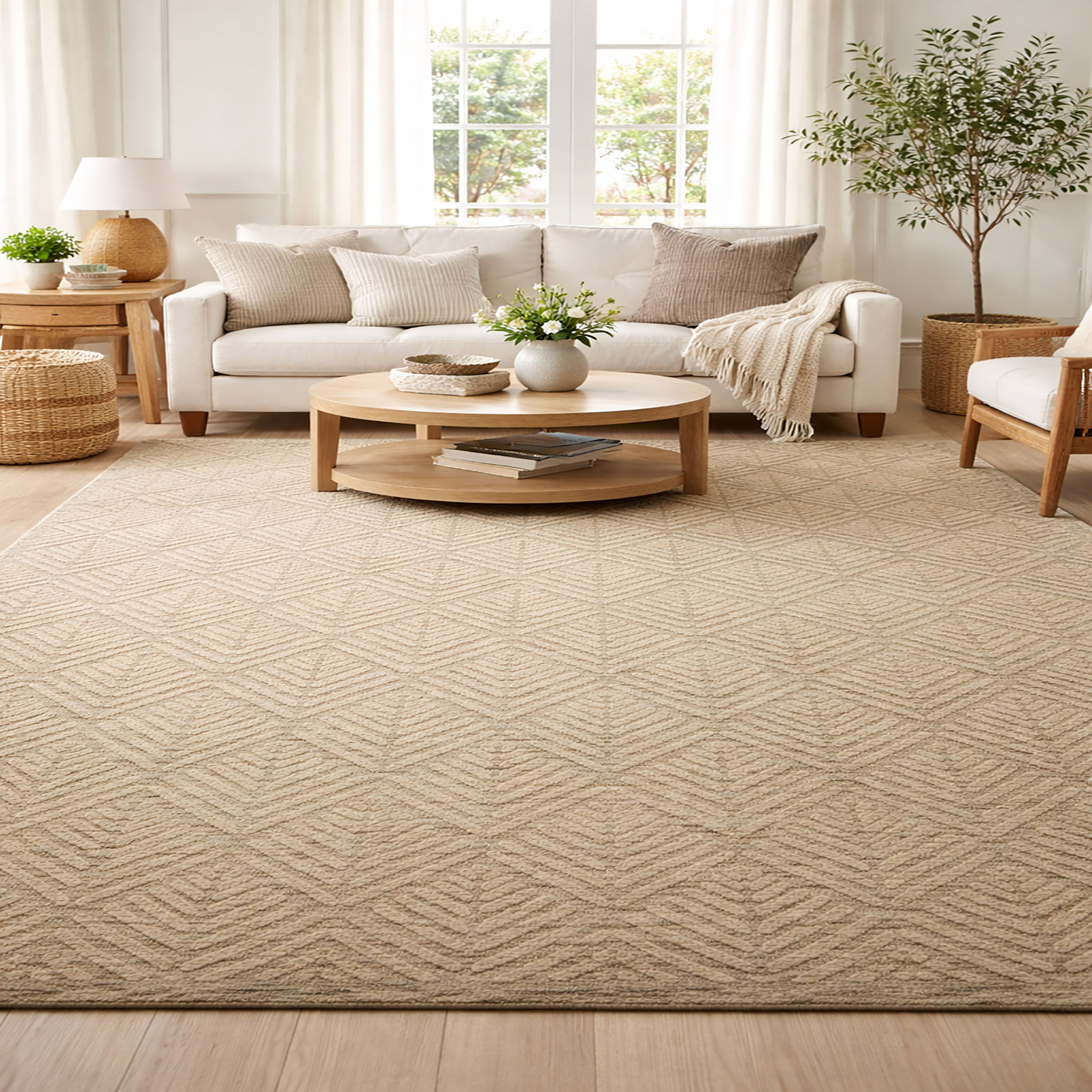 MARION Wool Rectangle Carpets Hand Tufted in Ivory Colour - The Woven Legacy