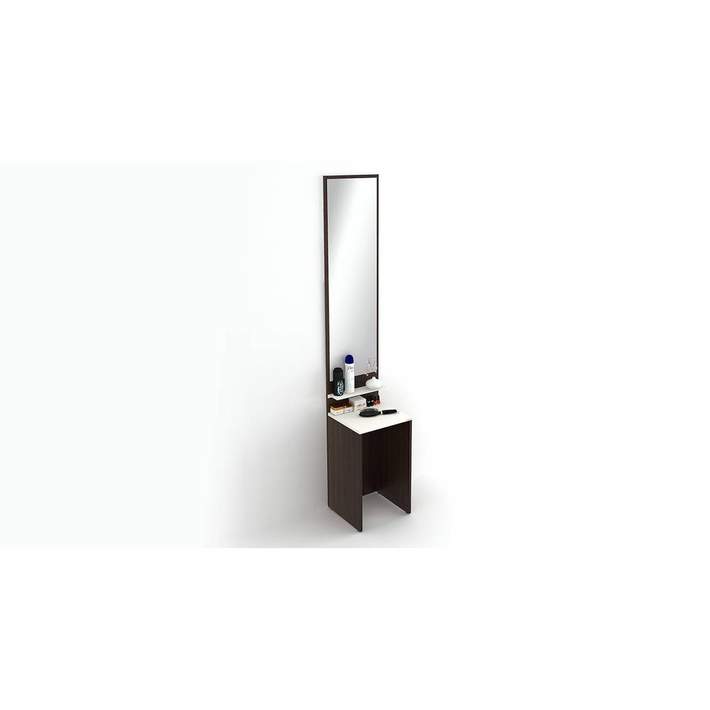 Alesti Engineered Wood Slim Dressing Table Full Length Mirror with Utility Shelf (Wenge & White)