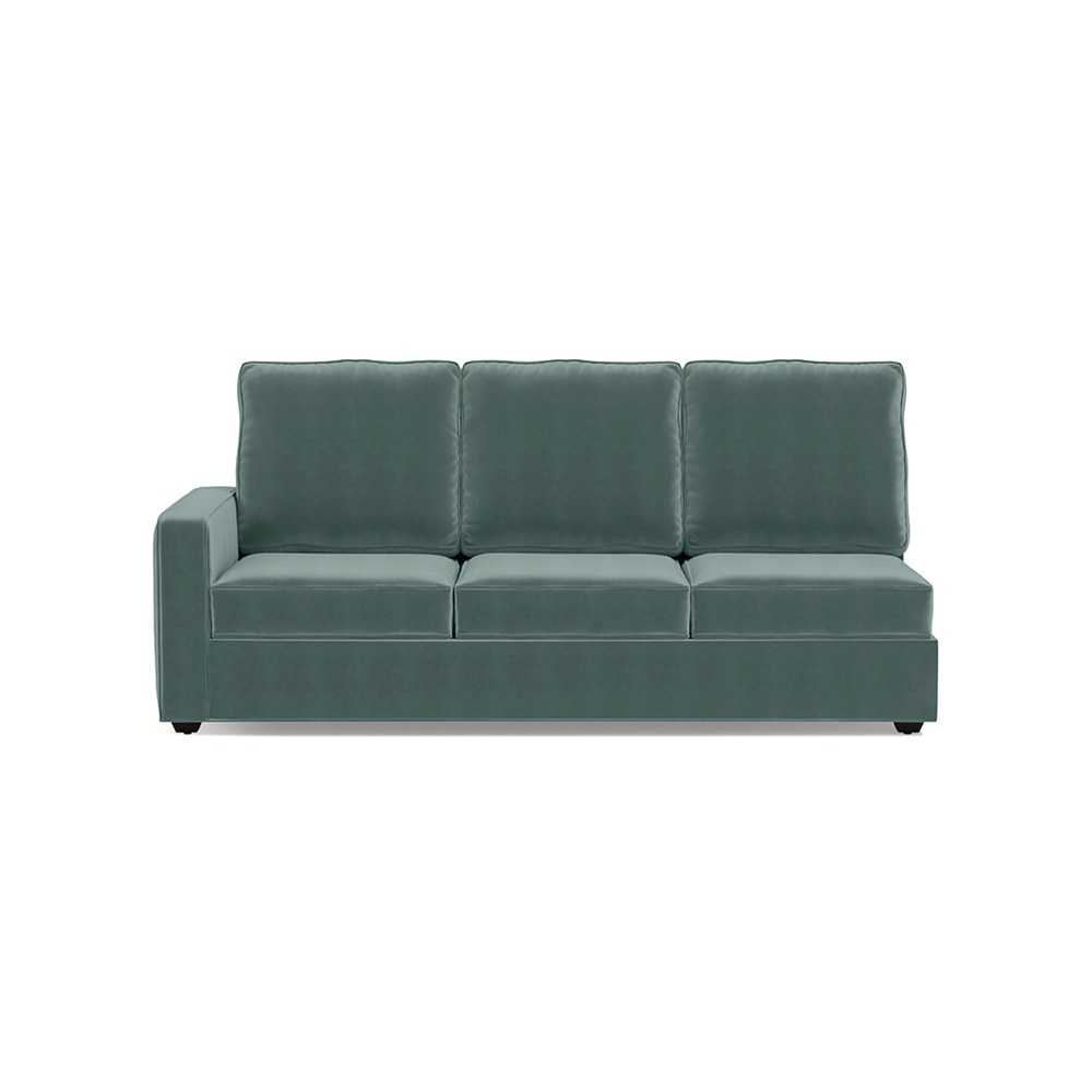 Apollo Sectional Fabric Sofa (Colour : Dusty Turquoise Velvet , Seating Capacity : Right Aligned 3 Seater + Chaise+ Ottoman  Cushion Type : Hard )