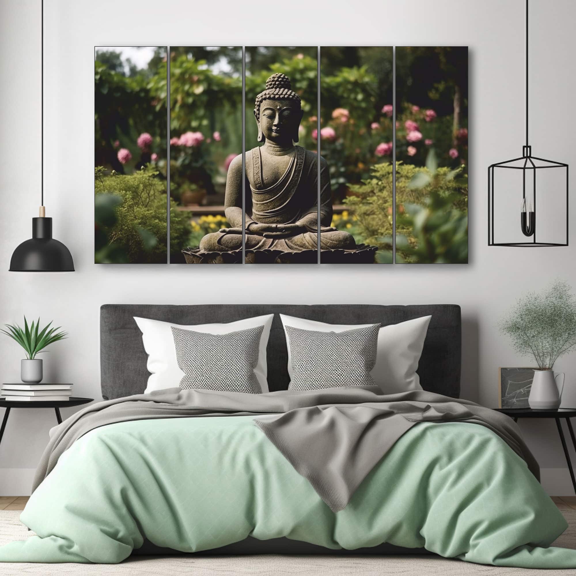 The Castle Decor Lord Buddha Meditation Wall Art Framed Painting 27x48 Inch (Style 6) - The Castle Decor