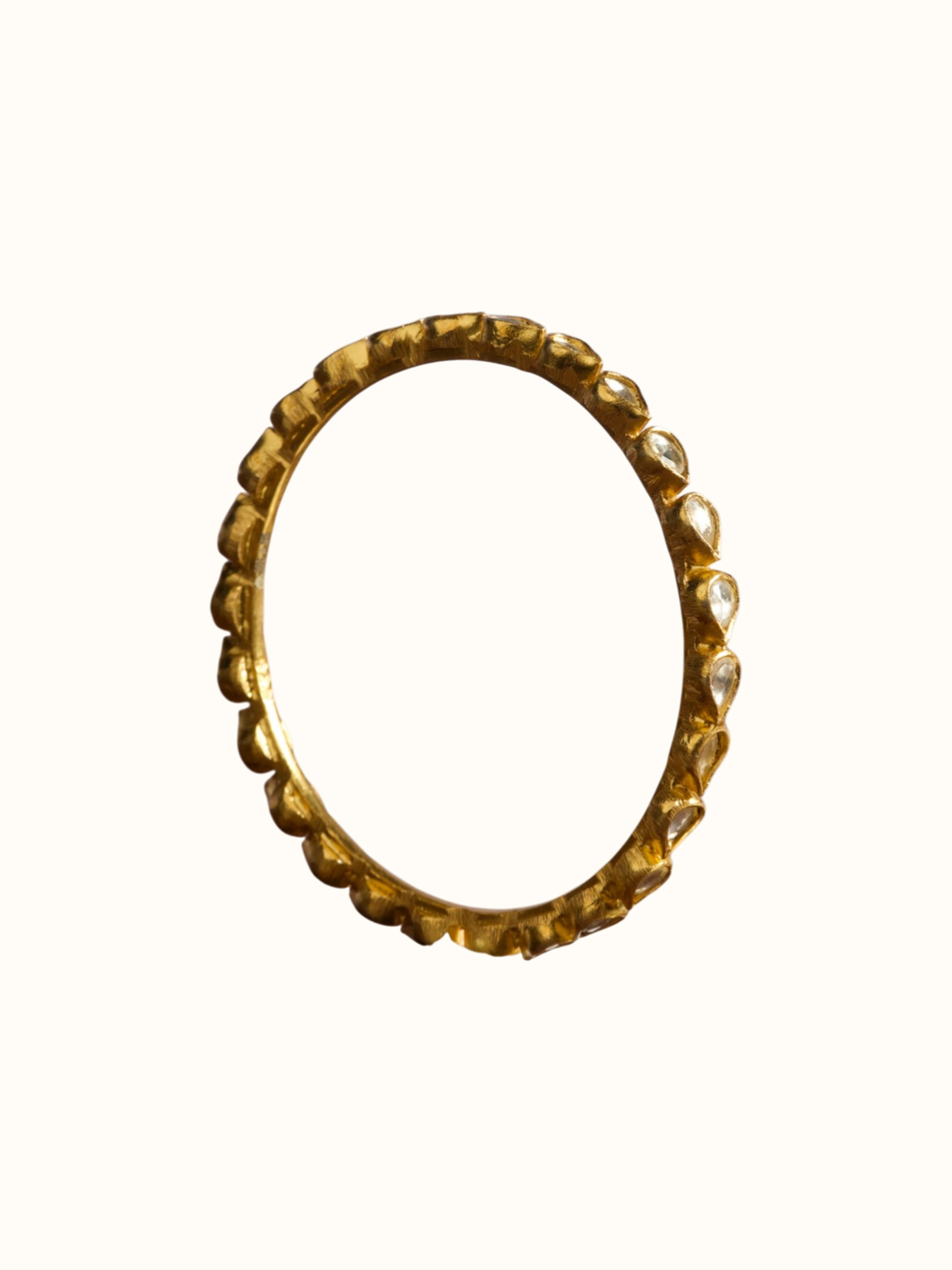 close-up view of silver smithing gold plated bangle detailing