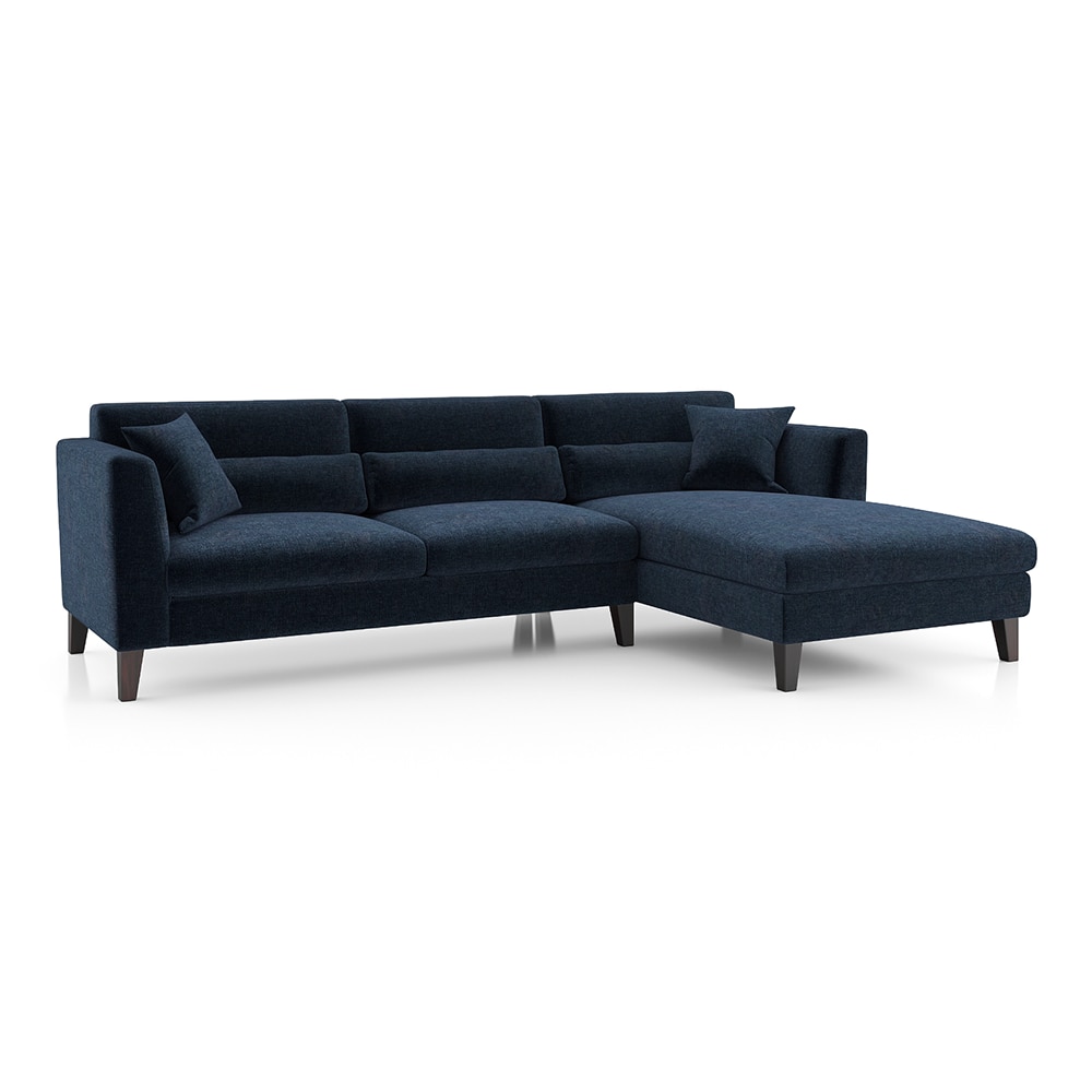 Lewis Sectional Sofa (Colour : Cobalt, Cushion : Soft, Seater : Right Aligned 3 Seater + Right Aligned Chaise)