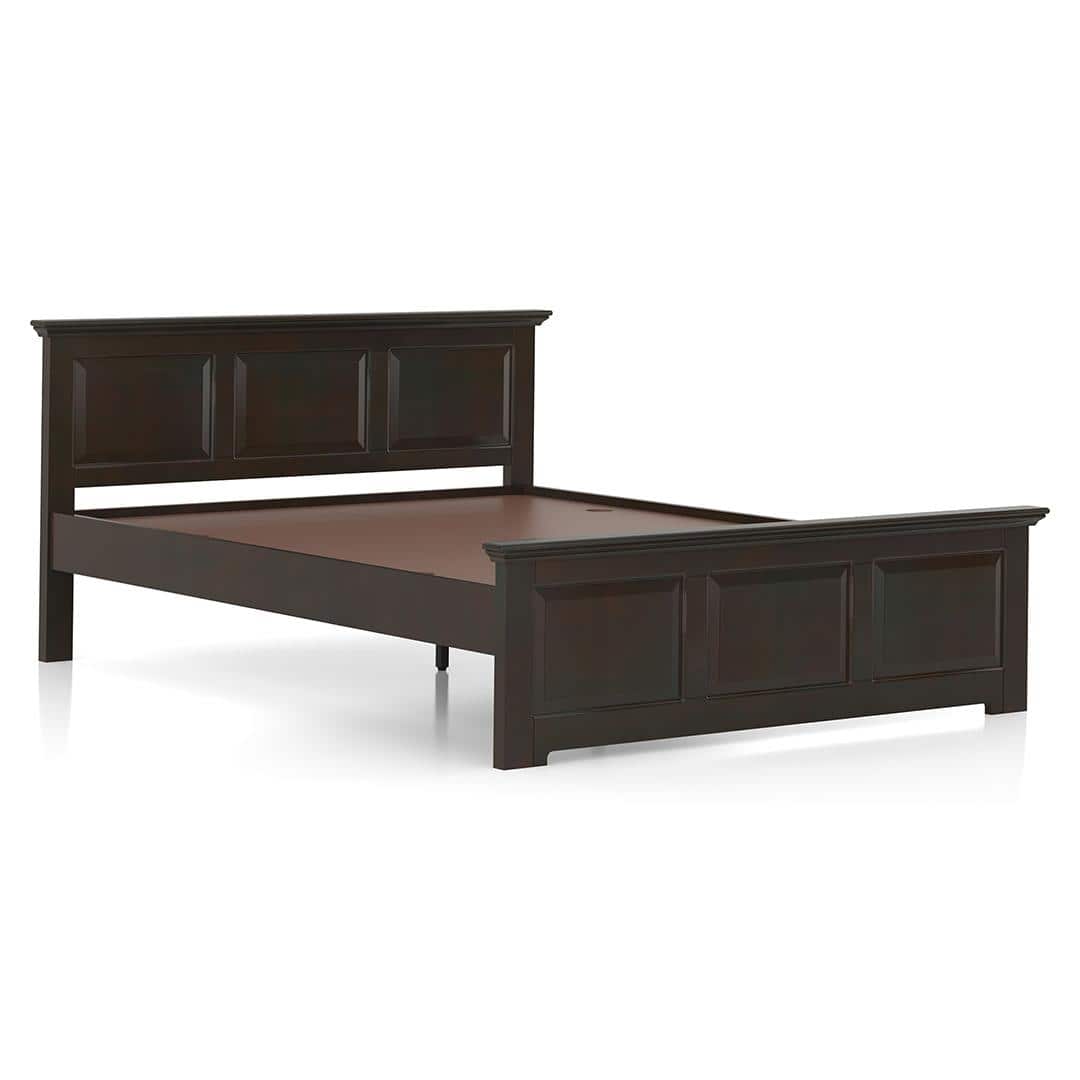 Alexandra Queen Size Bed Without Storage In Amber Walnut Finish