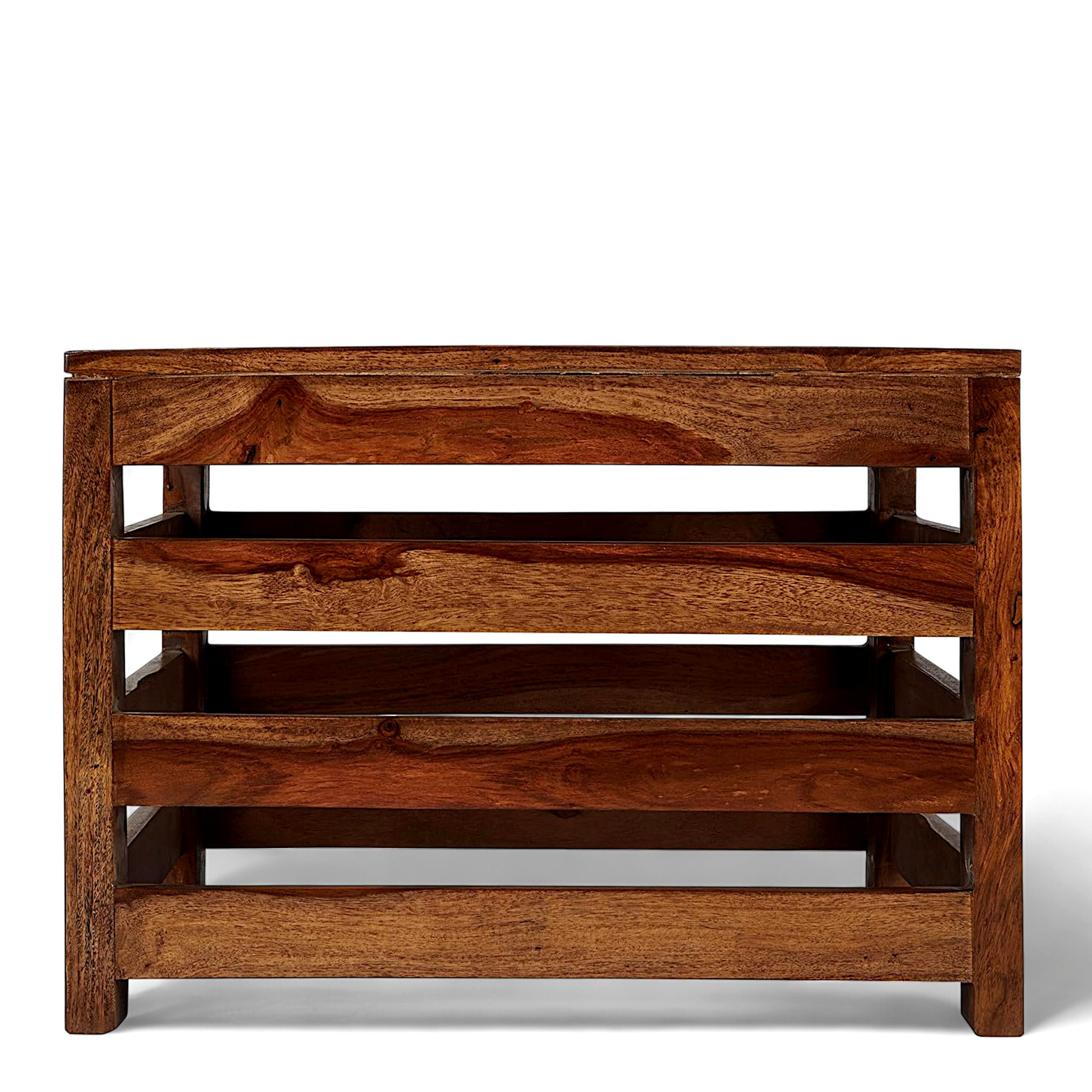 Kingsville Sheesham Wood Contemporary Square Coffee Table In Natural Teak Finish