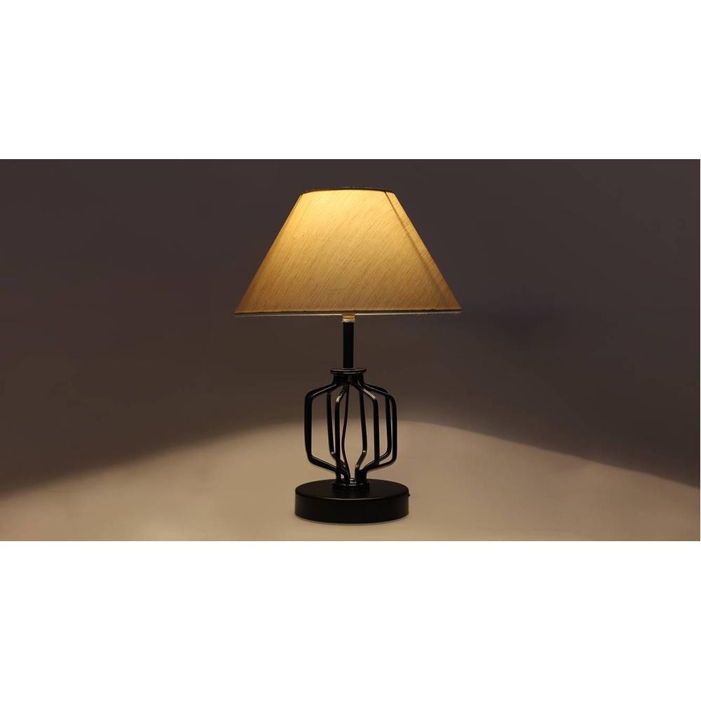 Aitana off-white cotton Table lamp with Iron Base