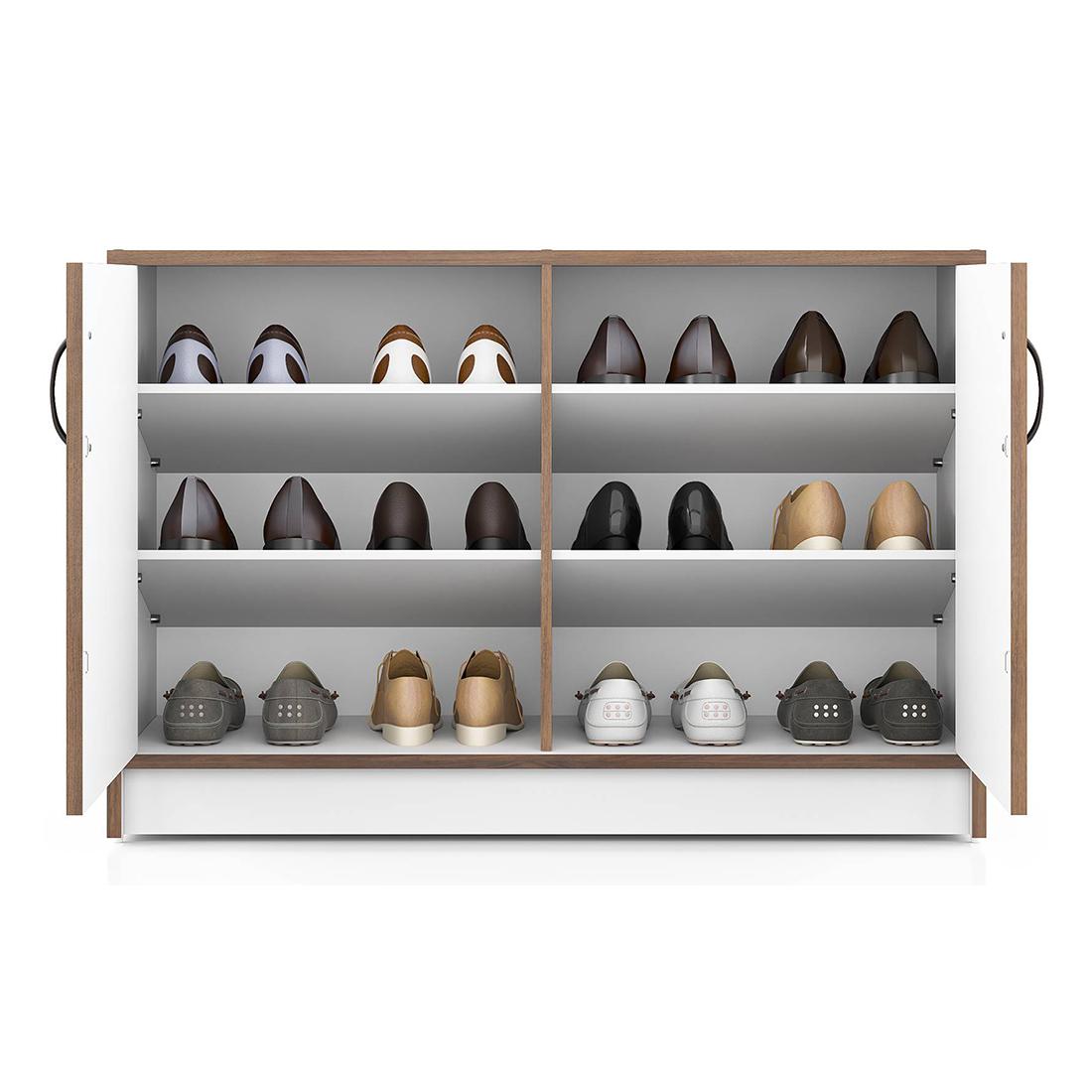 Alex 12 Pair Shoe Rack in Classic Walnut Finish