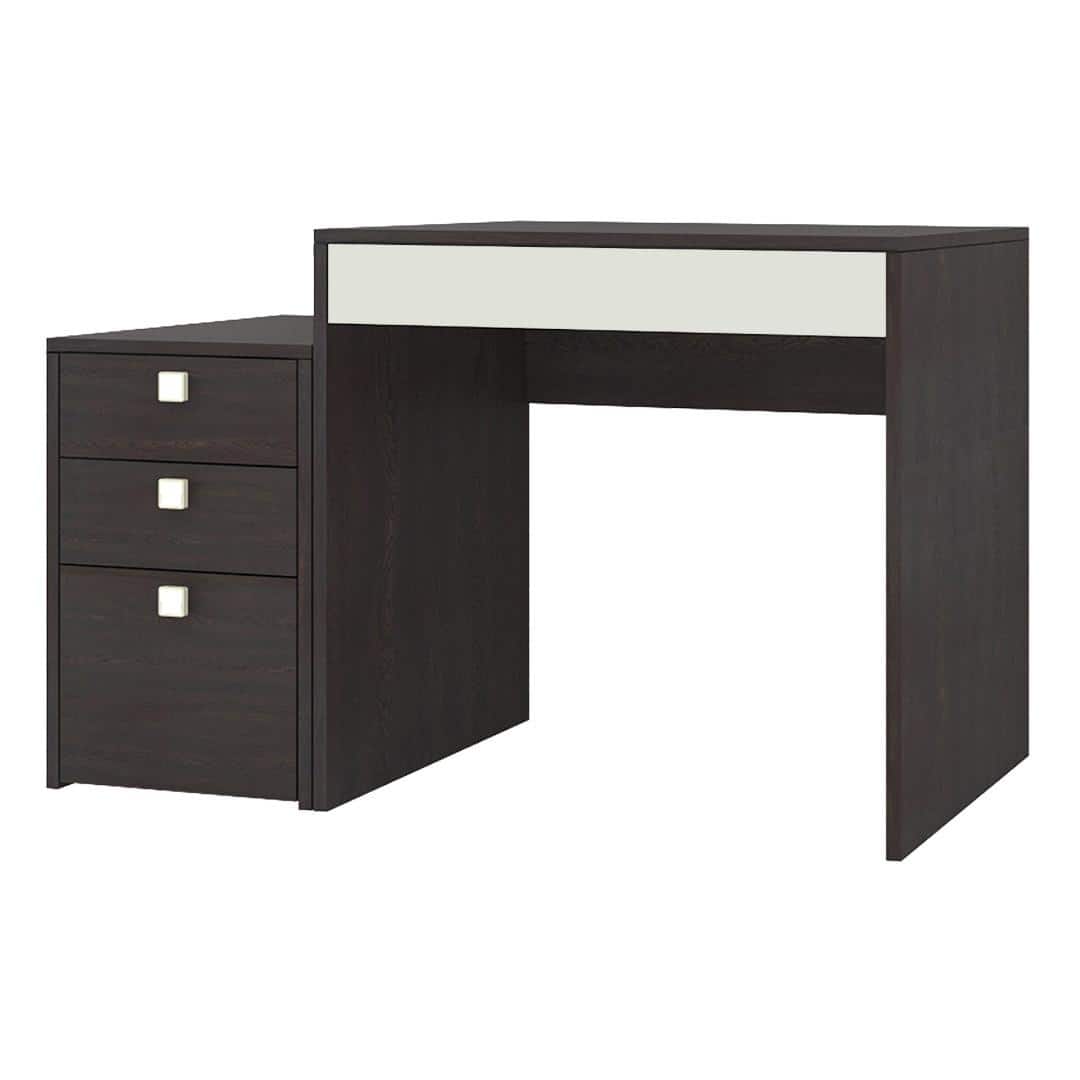 Eskada Study Desk cum Printer Table with 4 Drawers in Ivory Antique Ebony Colour