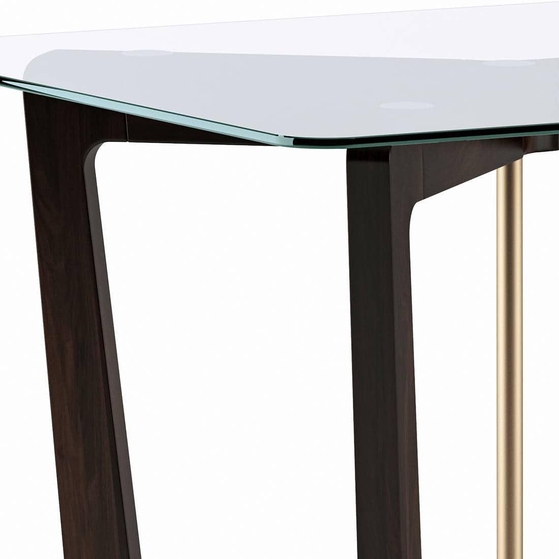 Bourdaine Glass 6 Seater Dining Table In Mahogany Finish