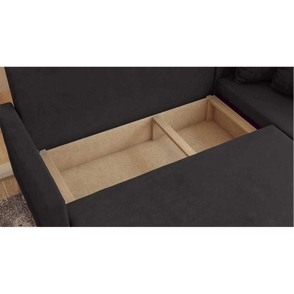 Wego 3 LHS Sofa cum Bed with Storage in Dark Brown Colour