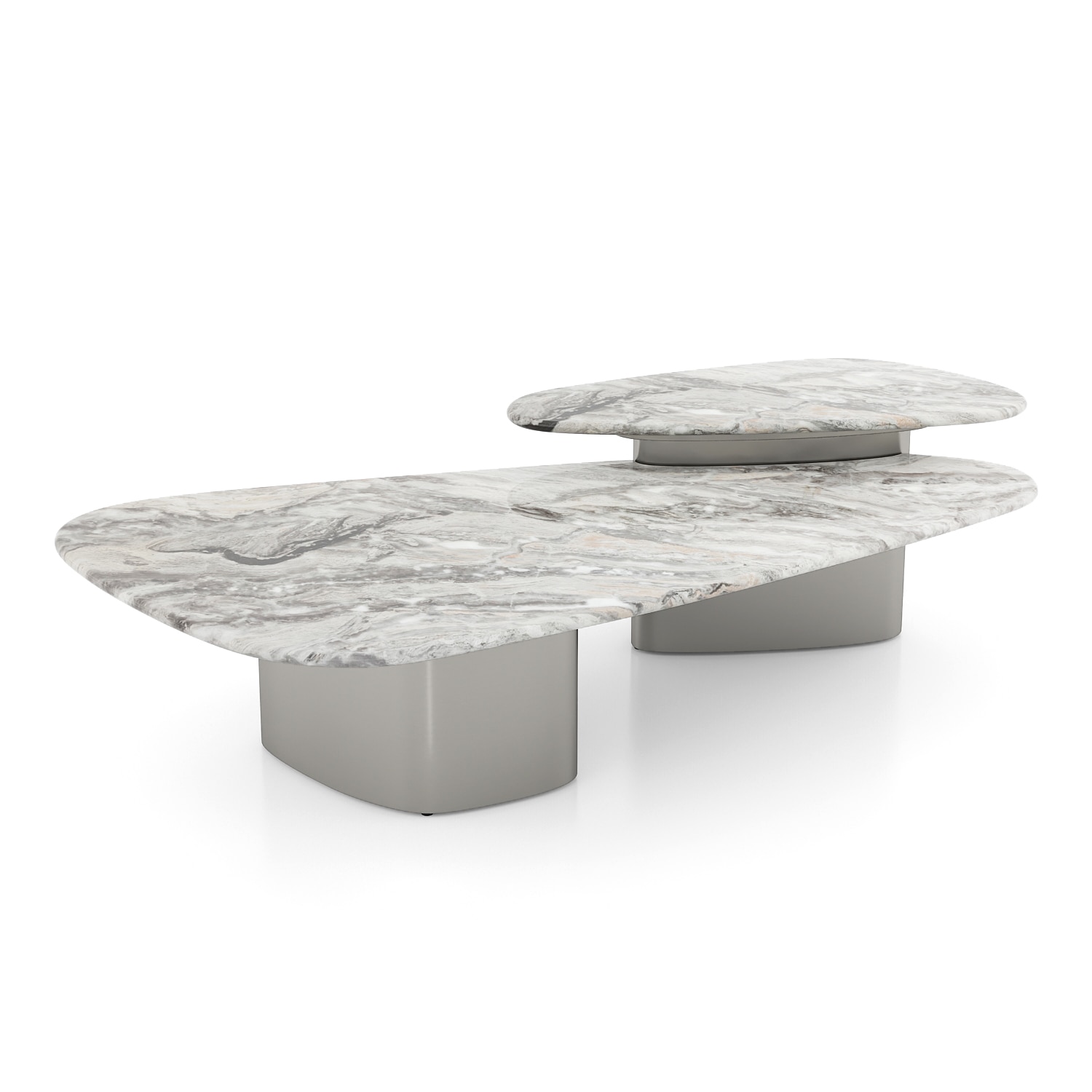 Leyton Metal Coffee Table In Fantasy Grey Marble And Chrome Finish Base