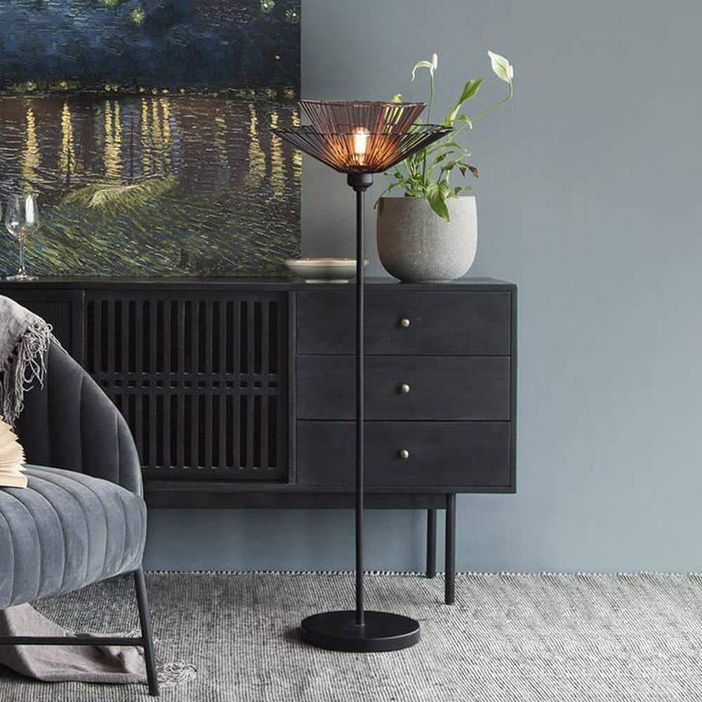 Hayes Black Floor Lamp With Black Iron Base