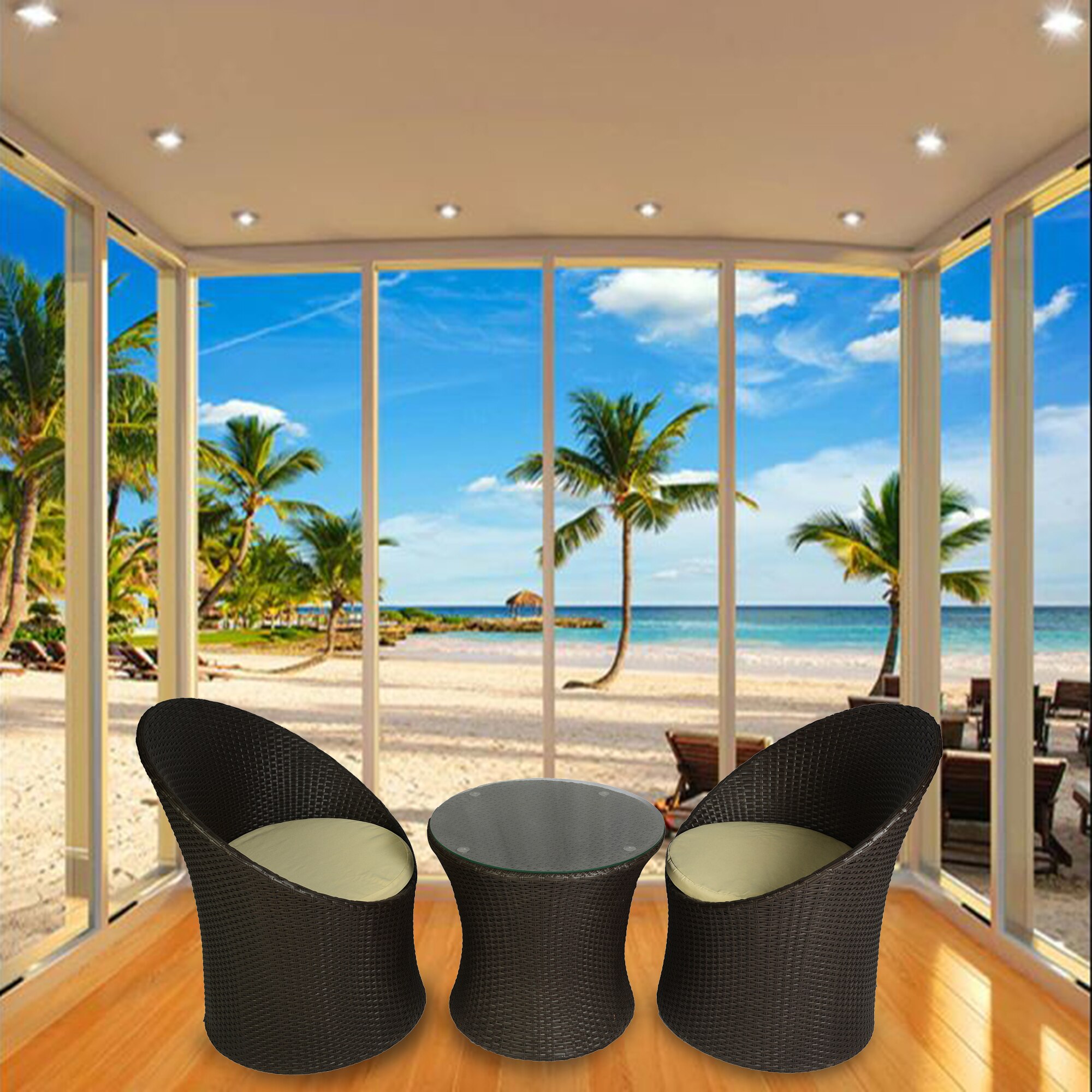 Sydney Wicker Table And Chair Set In Brown Dual Tone Finish