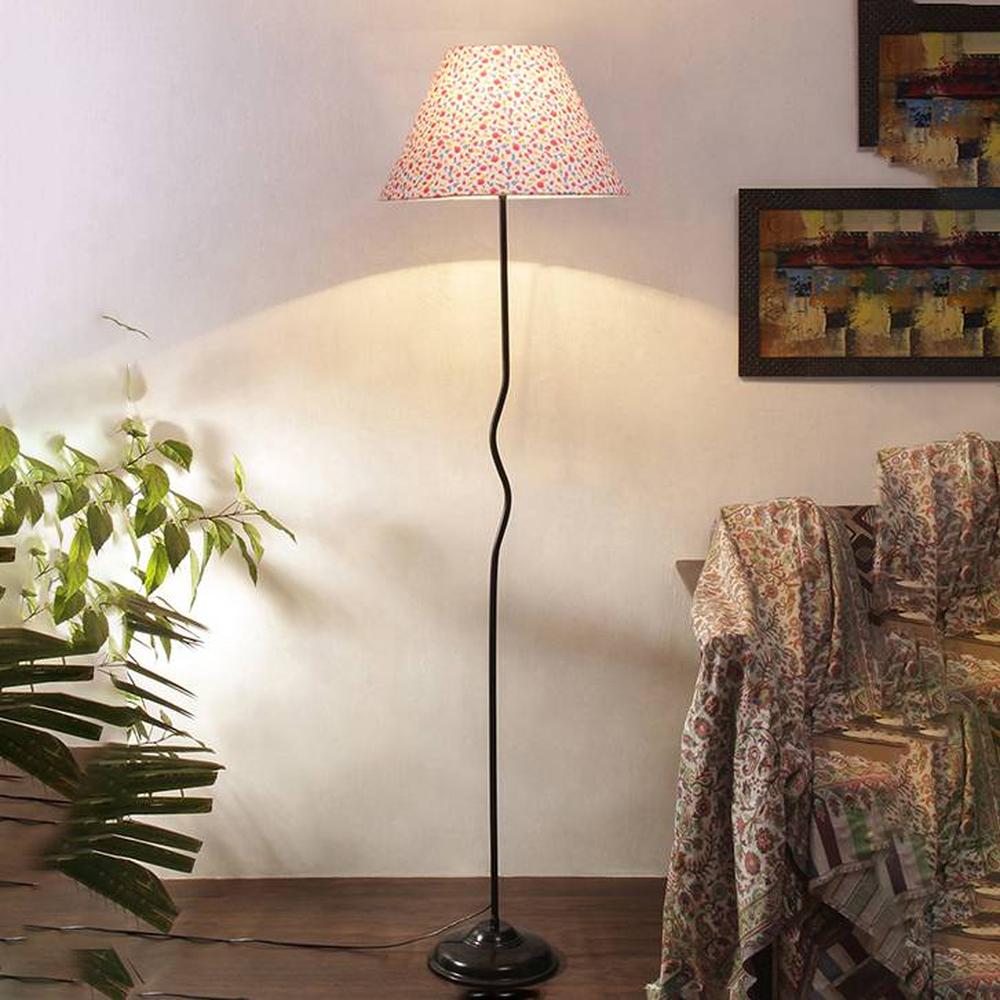 Stella Multi Cotton shade with Iron floor lamp