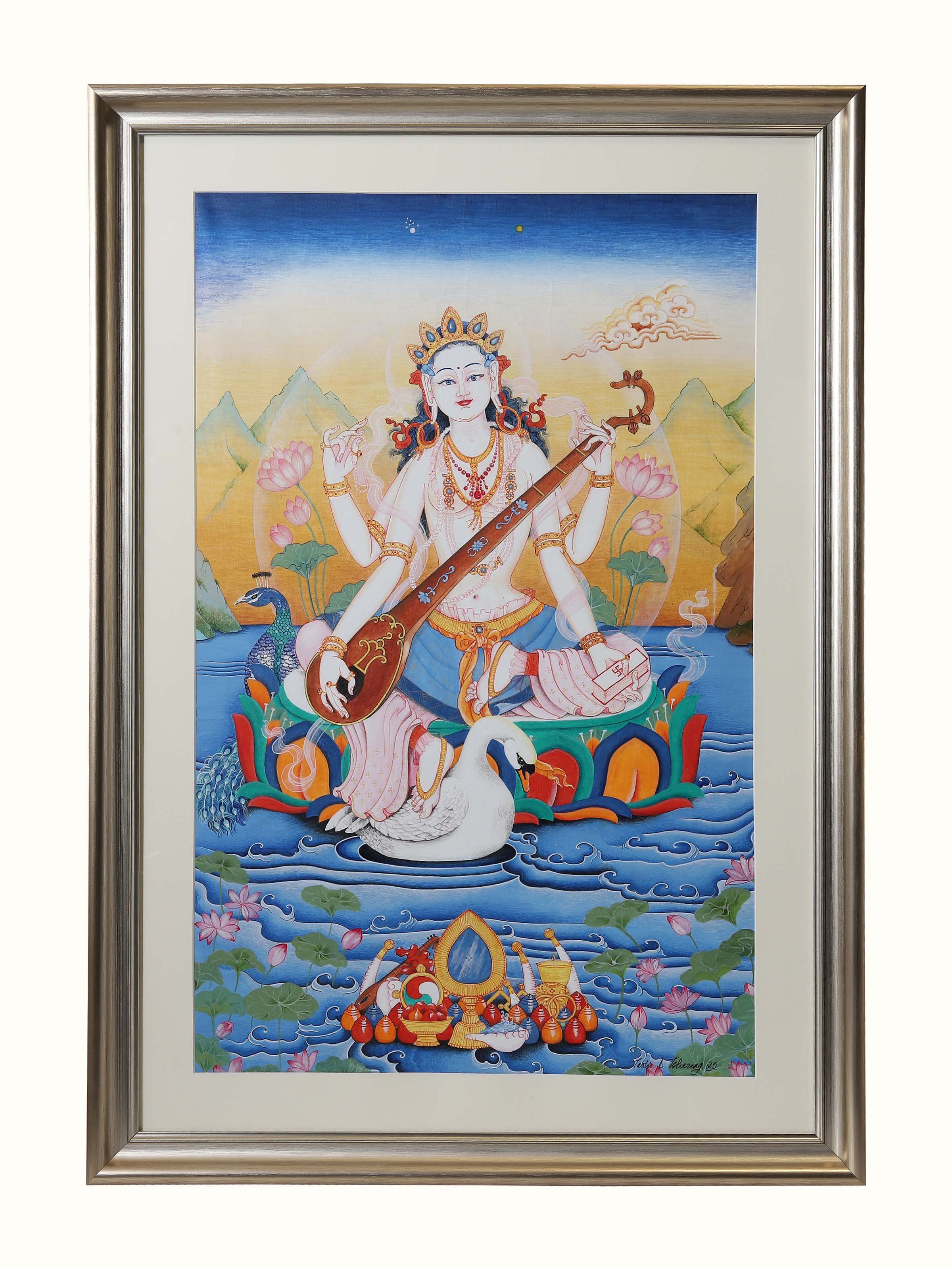 Saraswati Thangka Painting