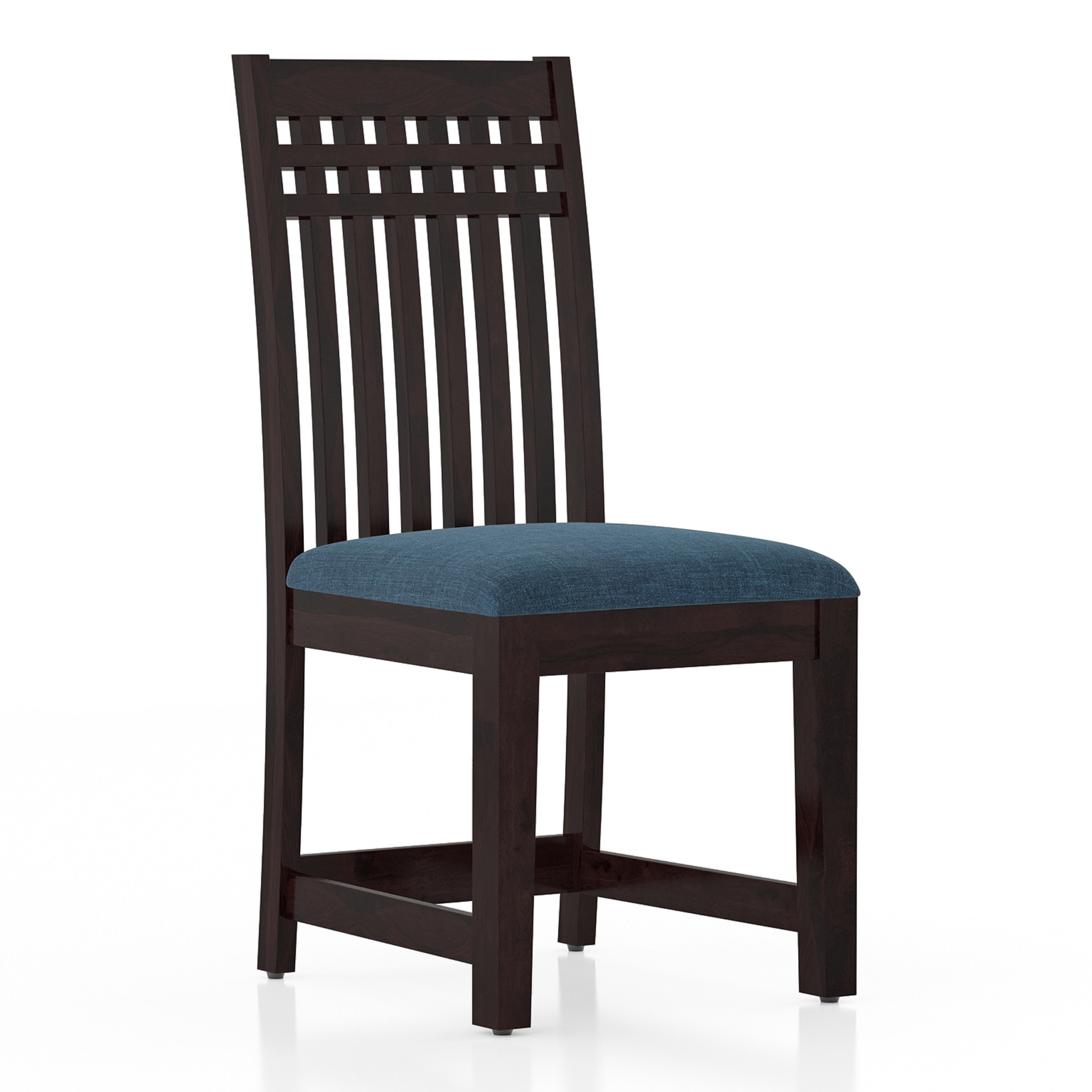 Diego Dining Chair -Finish- Mahogany, Fabric - Midnight Indigo Blue