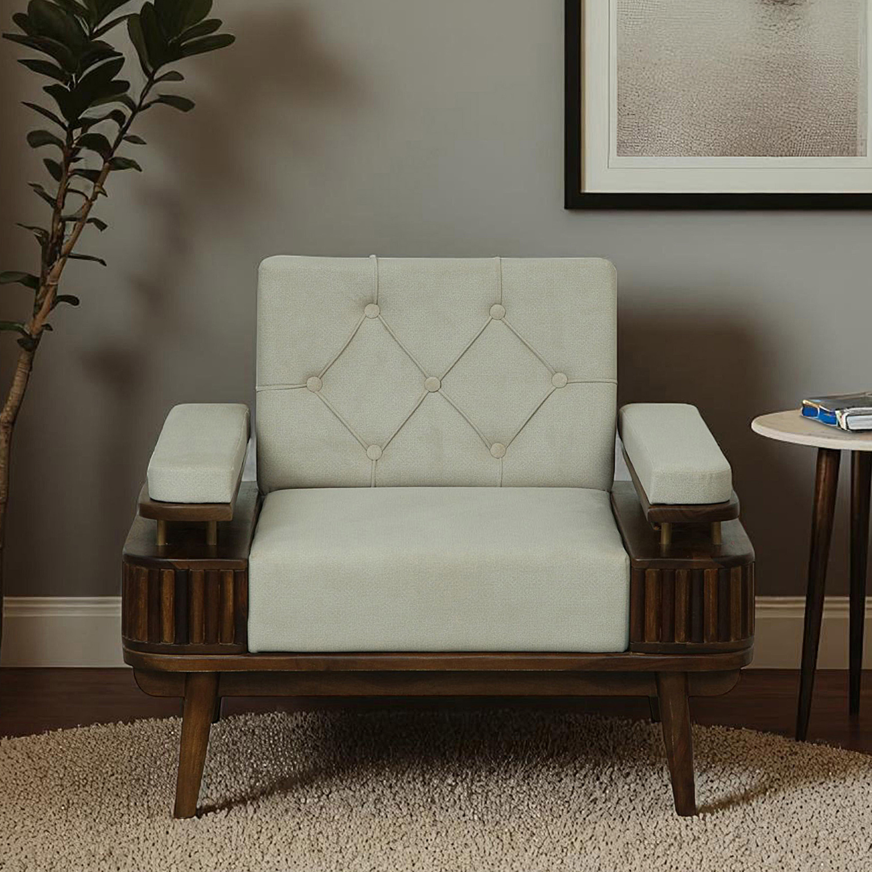 Christian 1 Seater Sofa In Beige Colour - Vintage Home