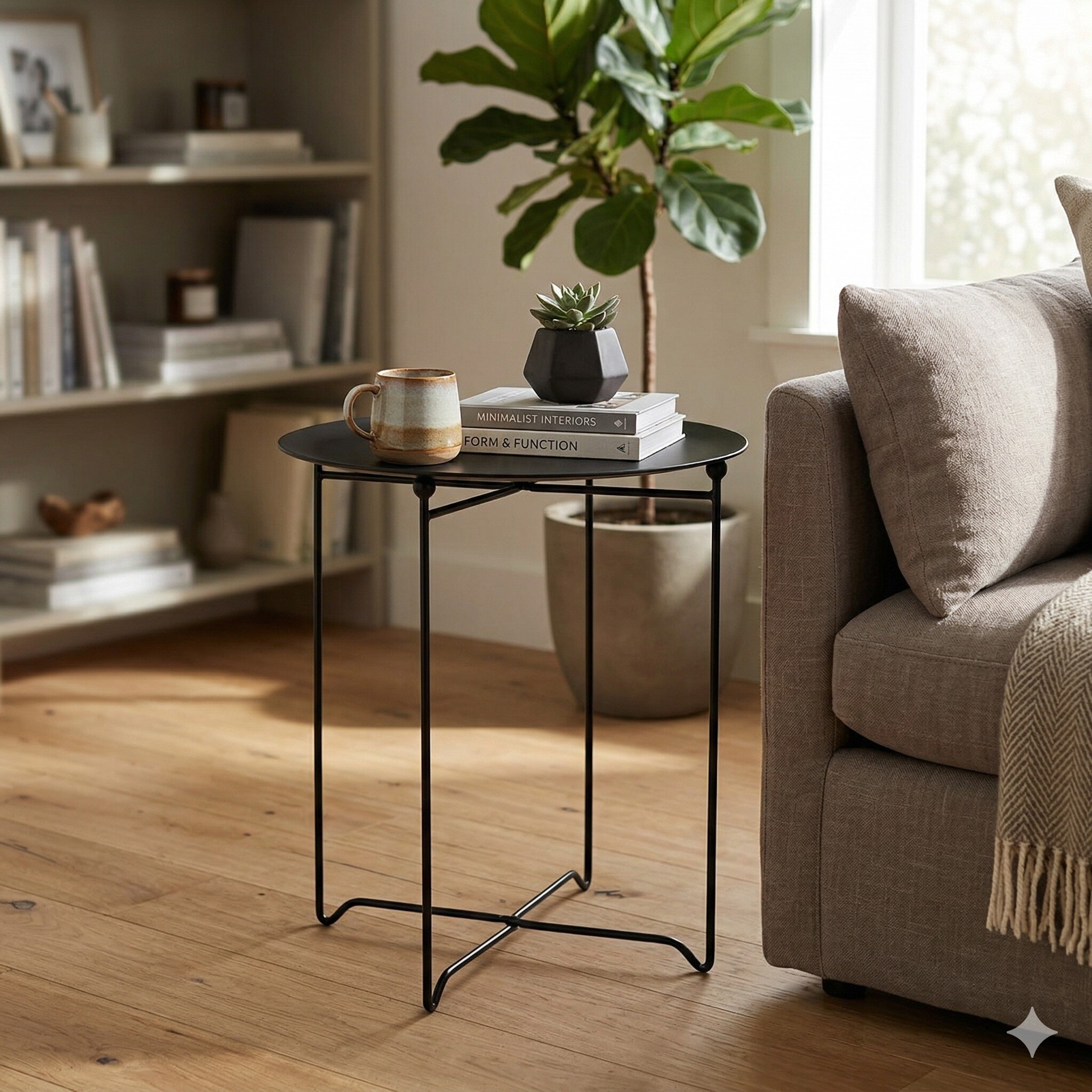 Scandinavian Xever Steel Side Table in Black Colour - Nestnordic